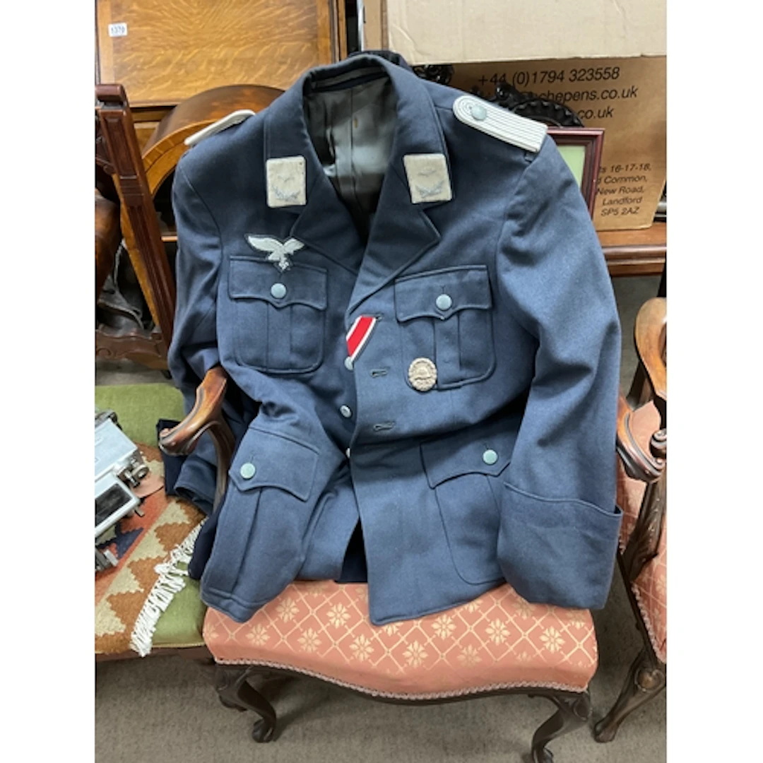 Reproduction Luftwaffe tunic with Iron Cross ribbon and woun...