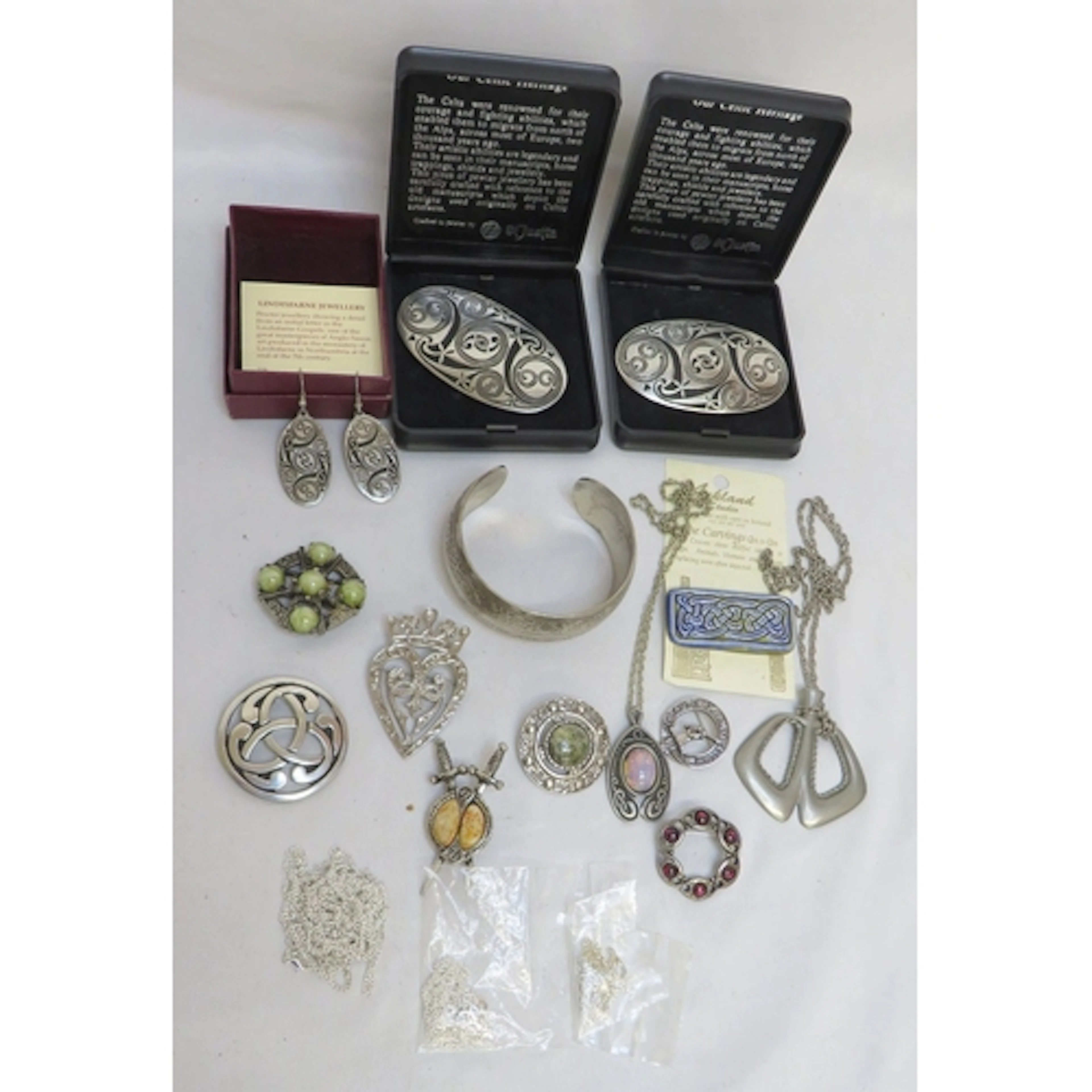 Celtic Inspired Jewellery incl. large boxed Pewter St, Justi...