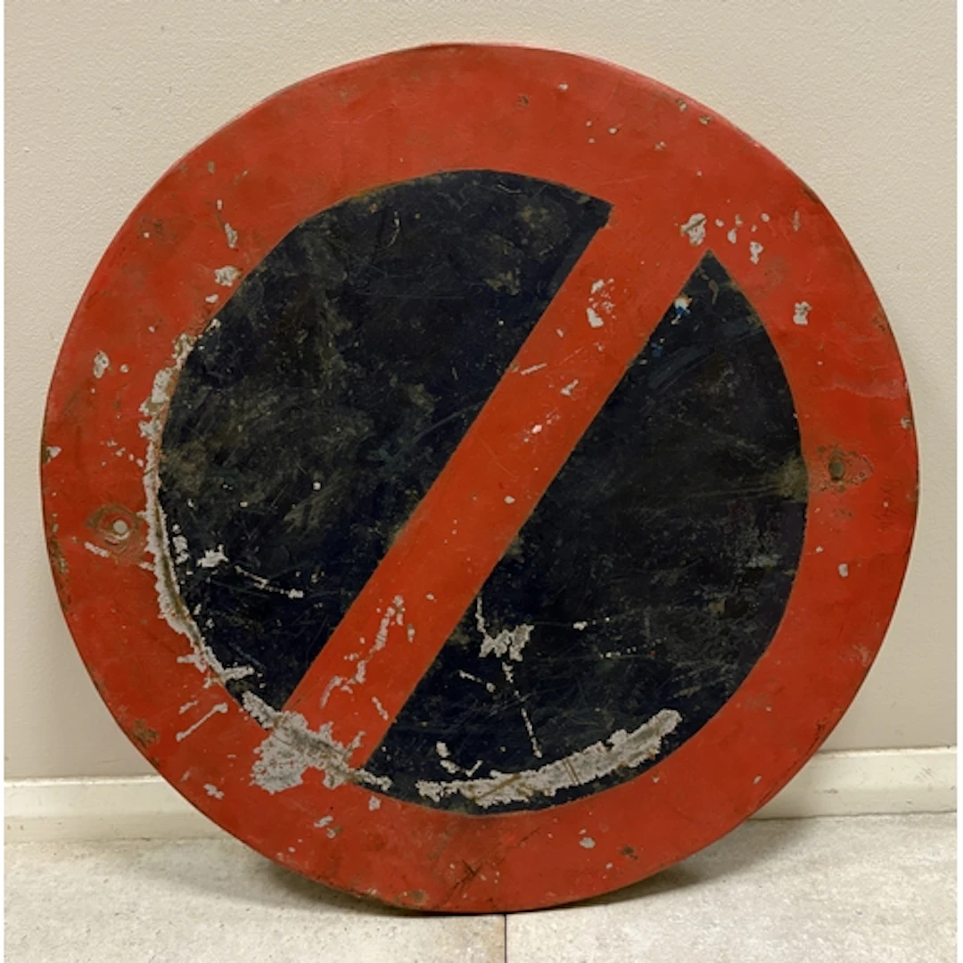 A vintage metal "No Stopping" painted sign. Approx. 67cm dia...