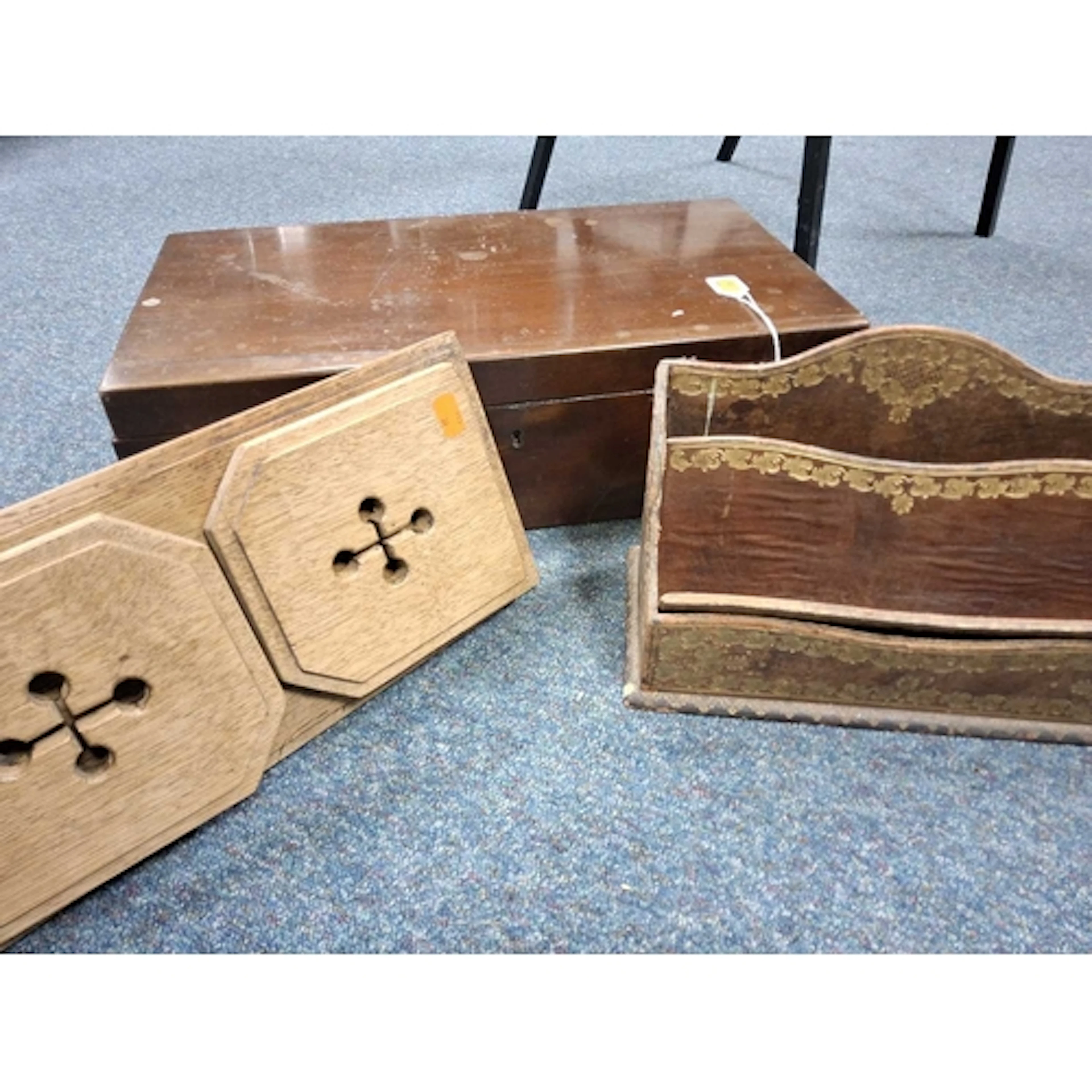 A GROUP OF WOODEN WRITING DESK ITEMS comprising a 19th centu...