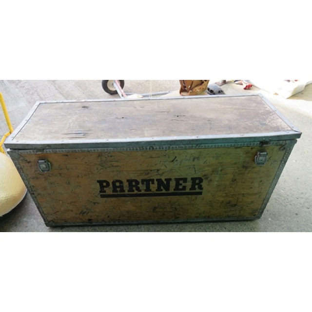 Large Wooden Box with metal frame 'Partner' to front, previo...