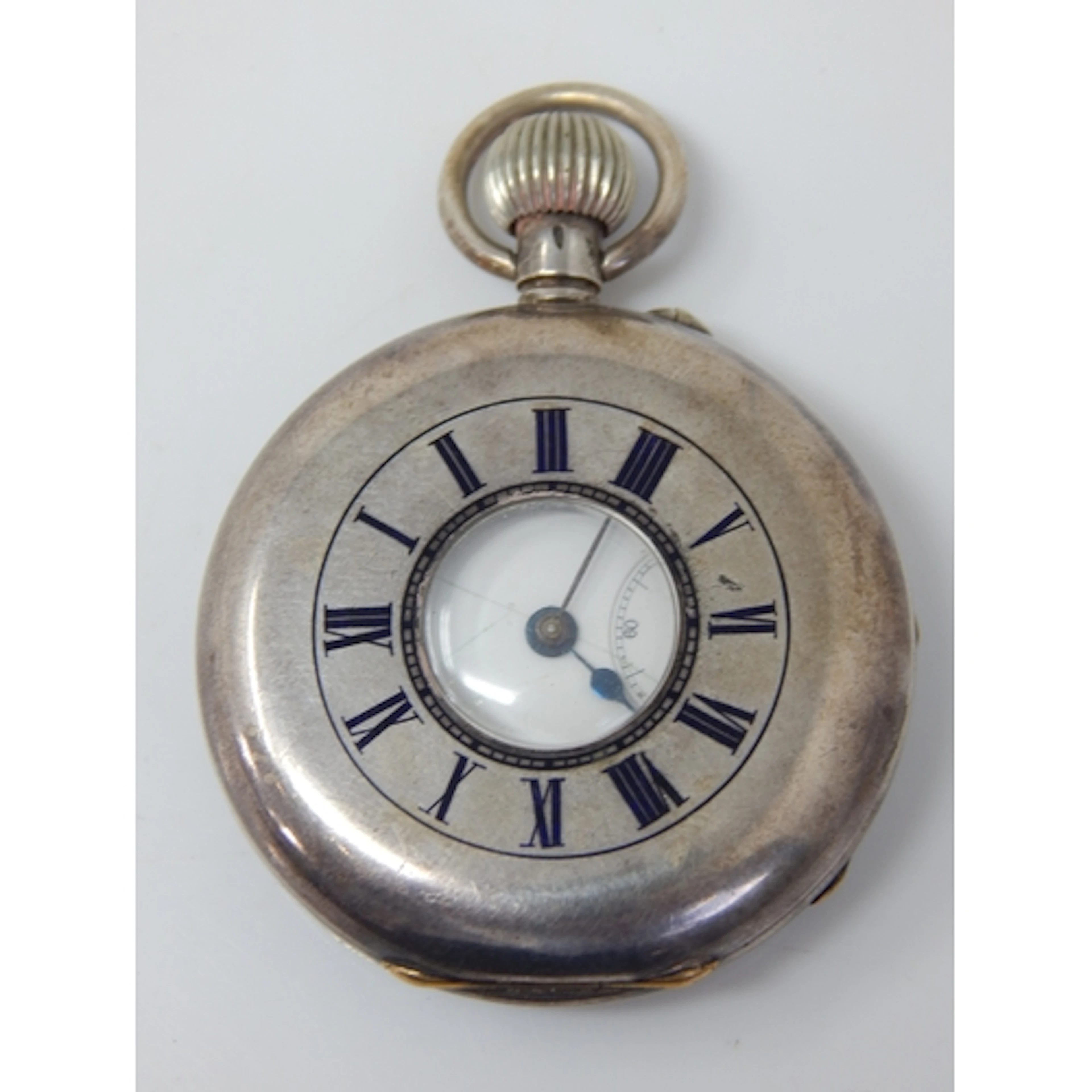 Swiss 935 Silver Half Hunter Pocket Watch with Subsidiary Se...