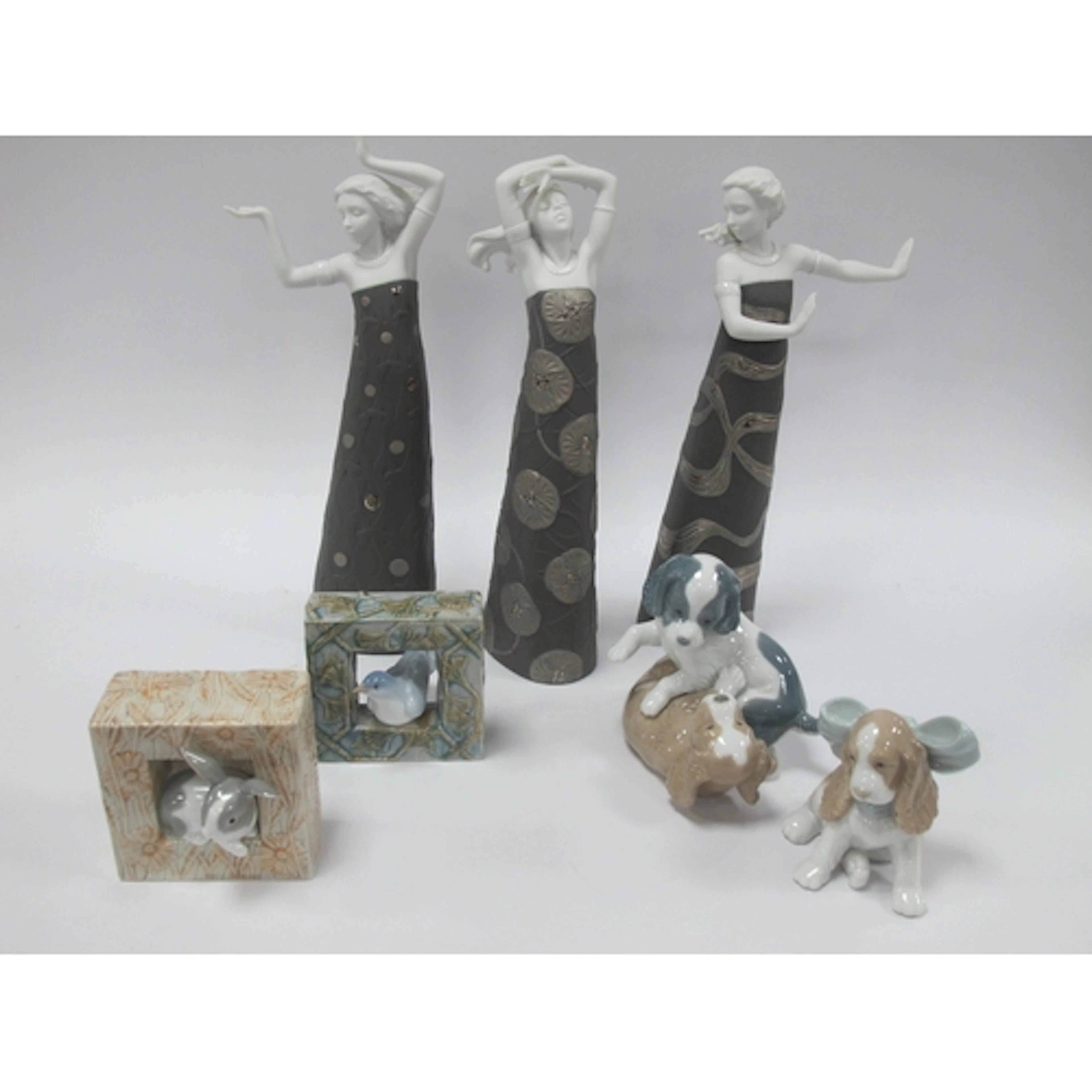 Lladro porcelain figures, including three tall Greek Nymph f...