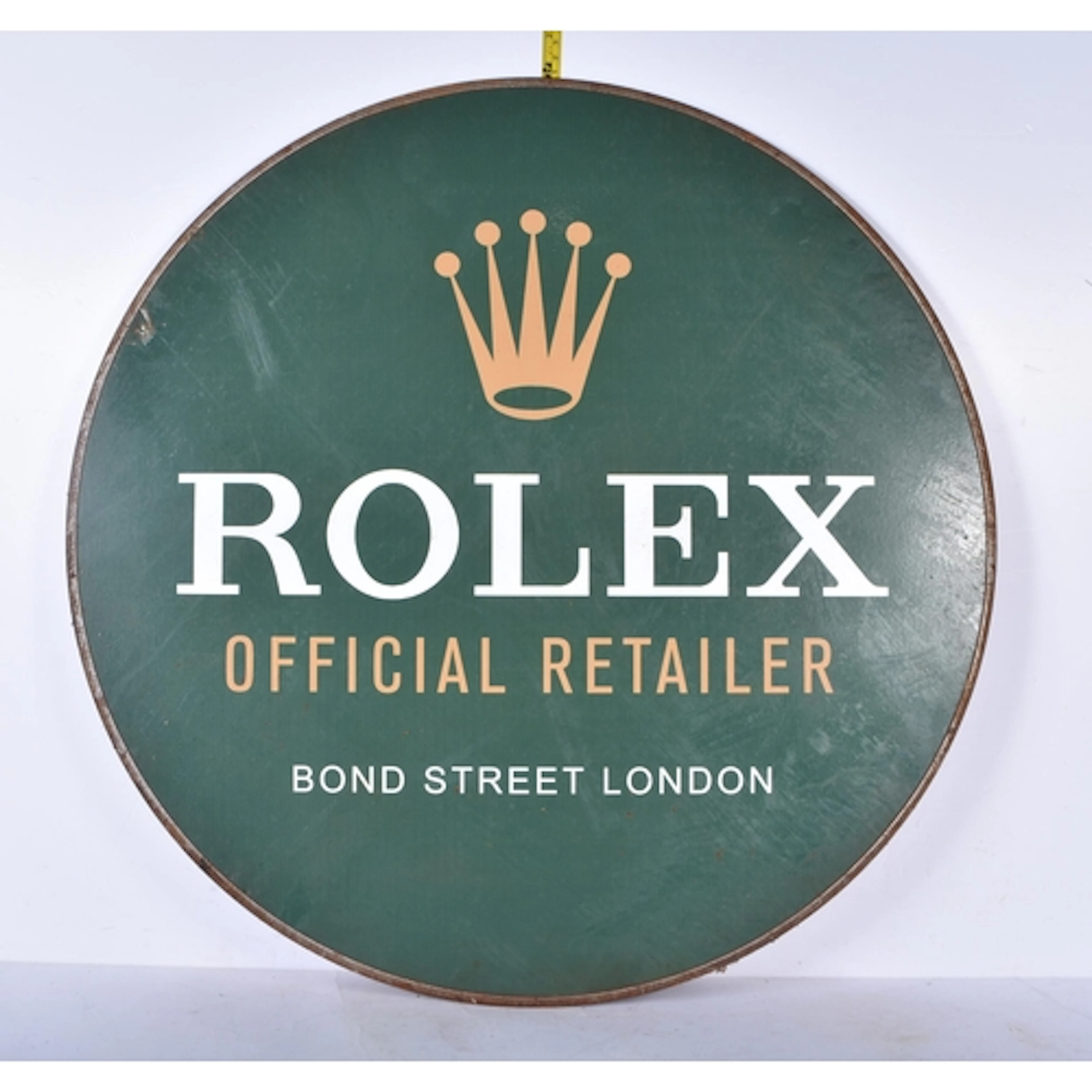 A vintage enamelled metal Rolex dealership sign 61cm