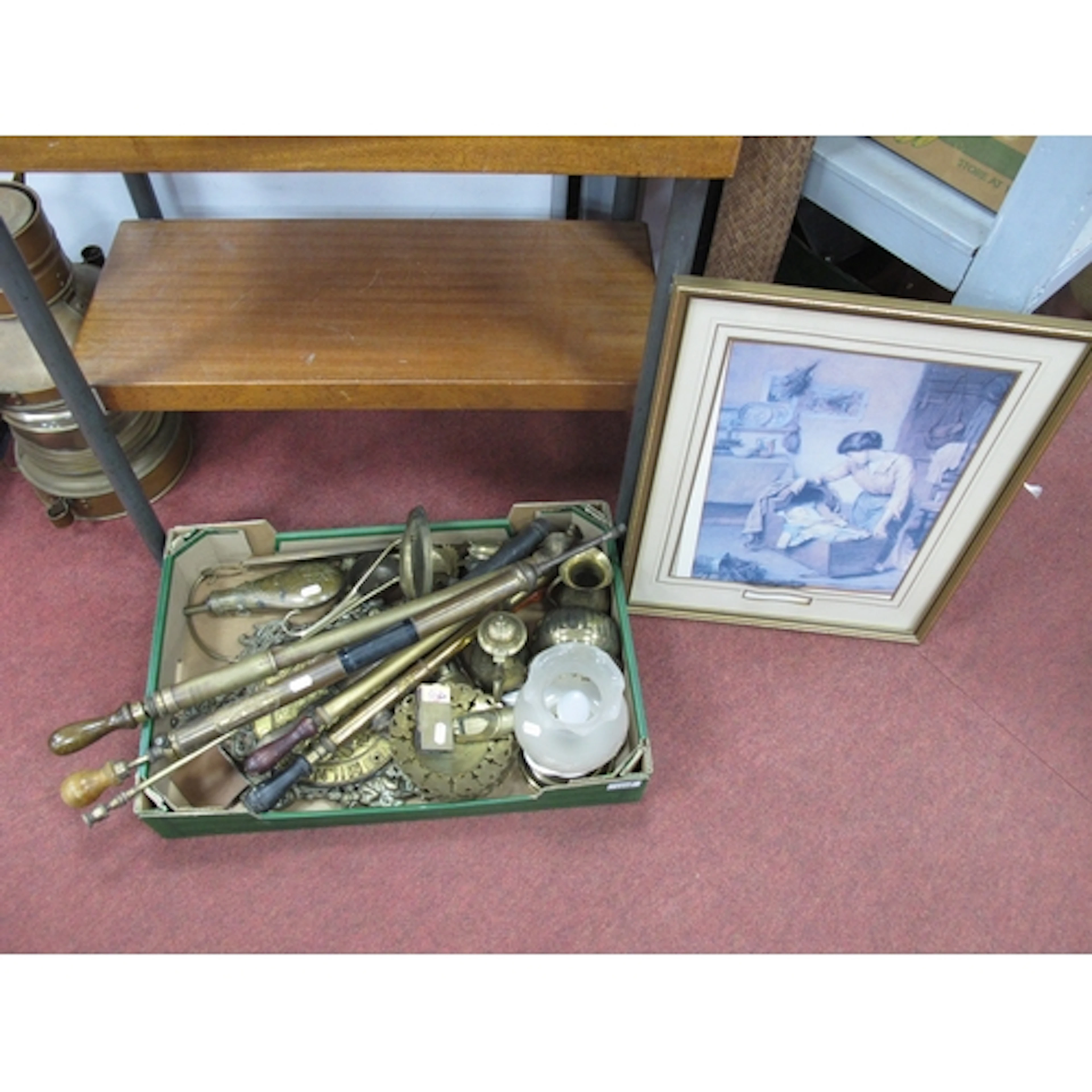 Brassware, including Baroque-style photo frame, Milner's Pat...