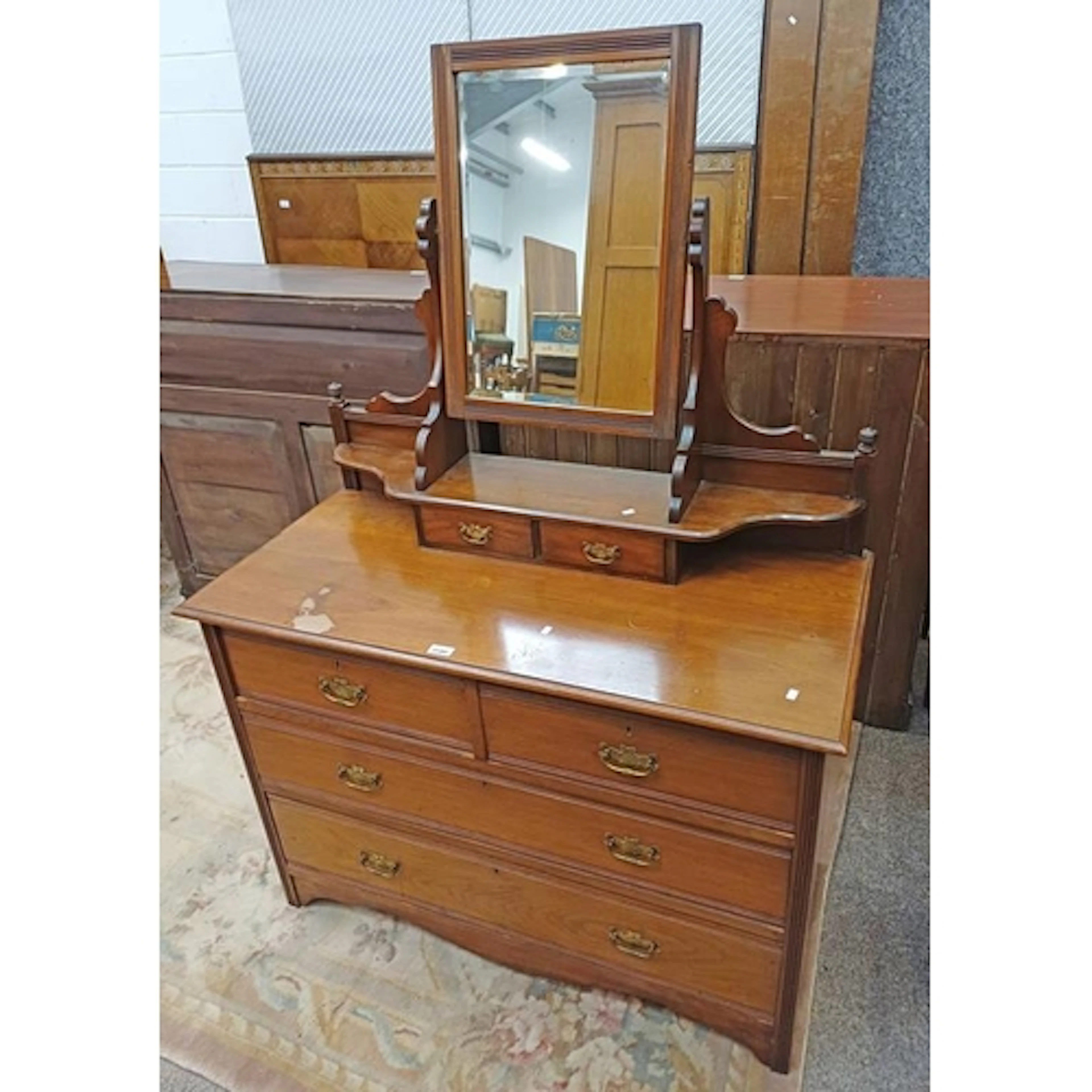 LATE 19TH CENTURY MAHOGANY DRESSING CHEST. THE SWING MIRROR ...