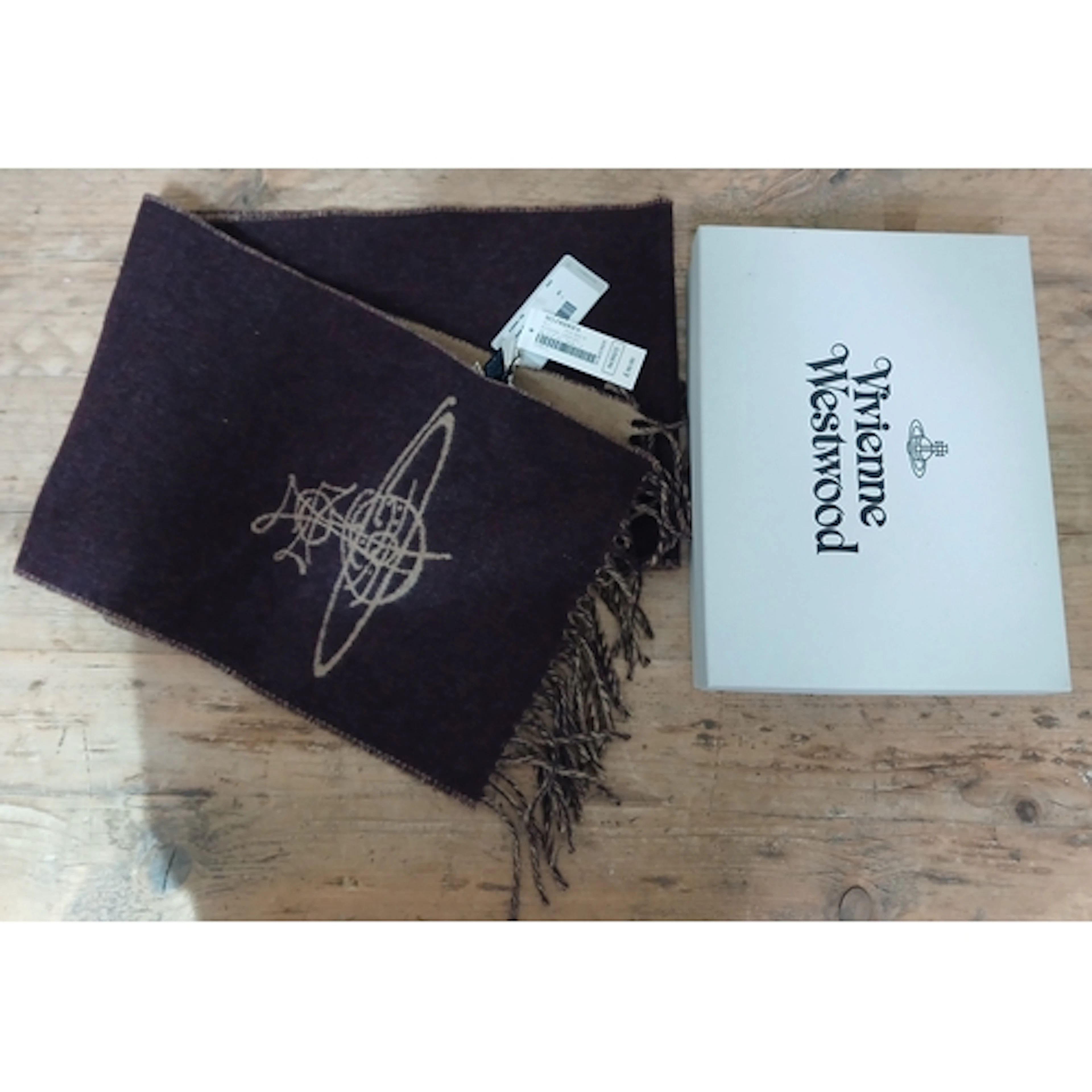 Vivienne Westwood, Burgundy Double Face, 100% wolf scarf, 24...