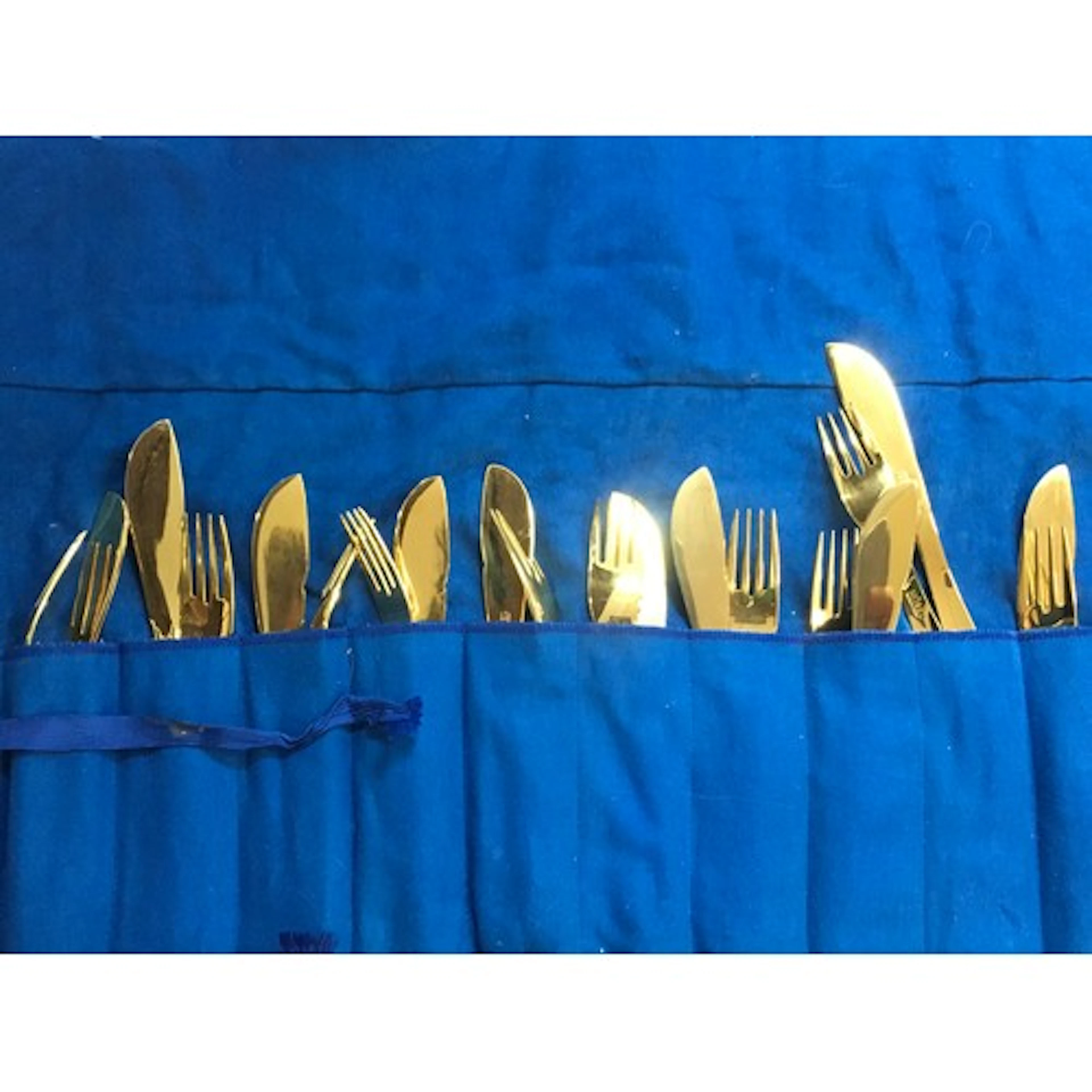 Gilt cutlery, fish design Nobel Gunnar Cyren Gense. No reser...