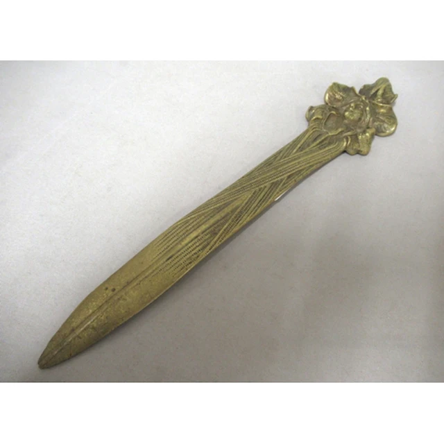 Art Nouveau brass letter opener, 26cm long