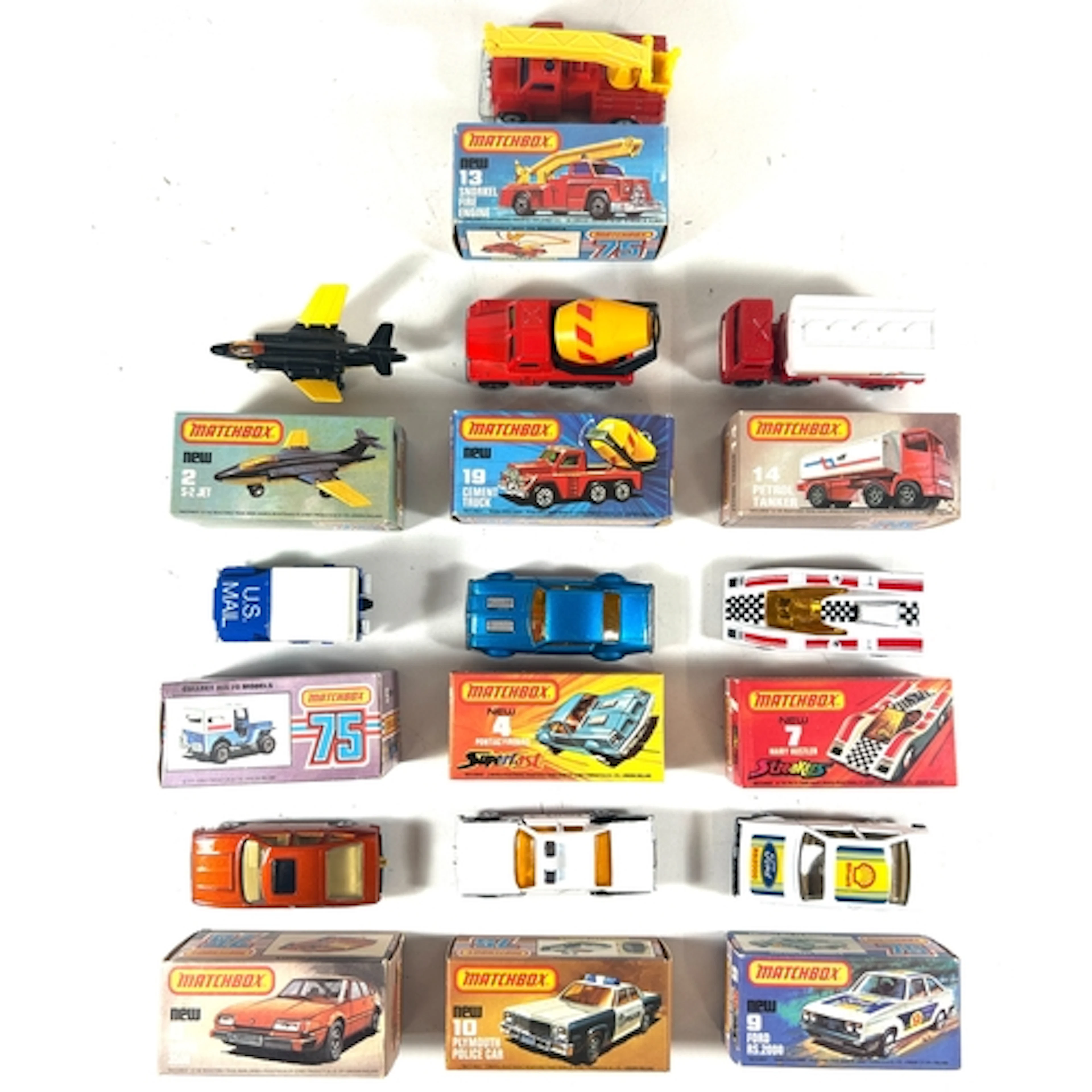 10 Matchbox 75/Superfast. No.2 S-2 Jet, No.4 Pontiac Firebir...