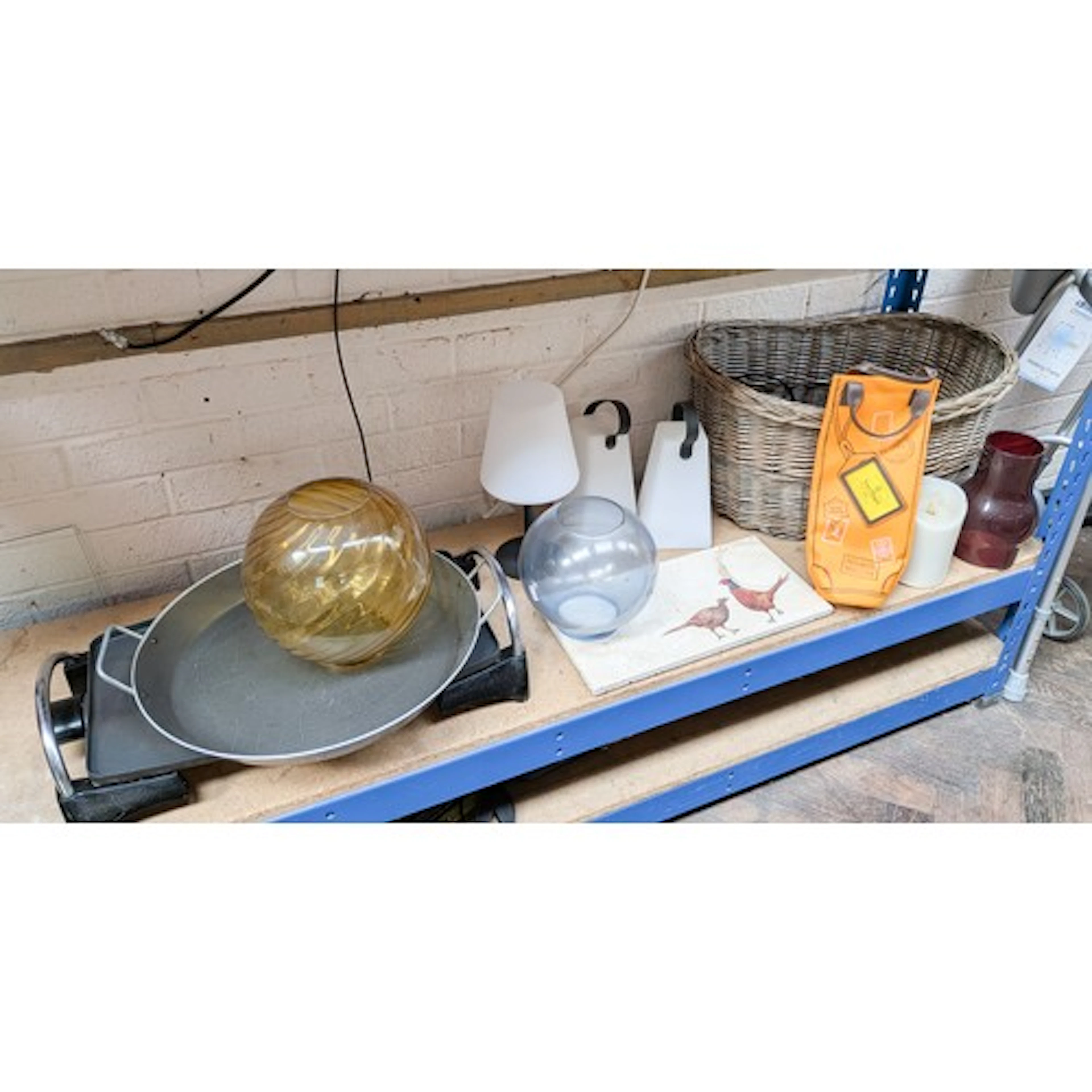 House clearance items to include wicker basket, LED lights e...