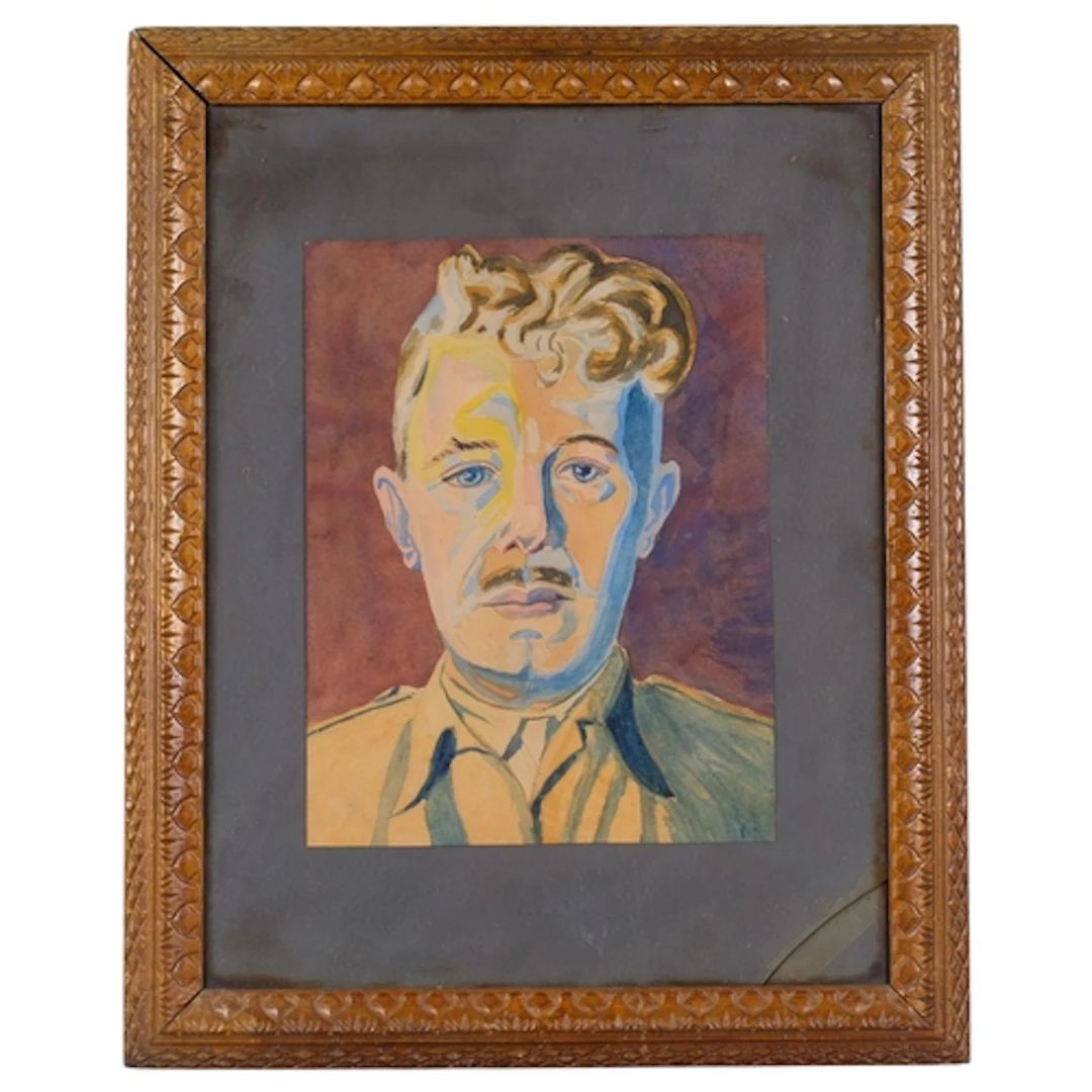 Portrait of a man, mid-20th century watercolour, unsigned, 3...