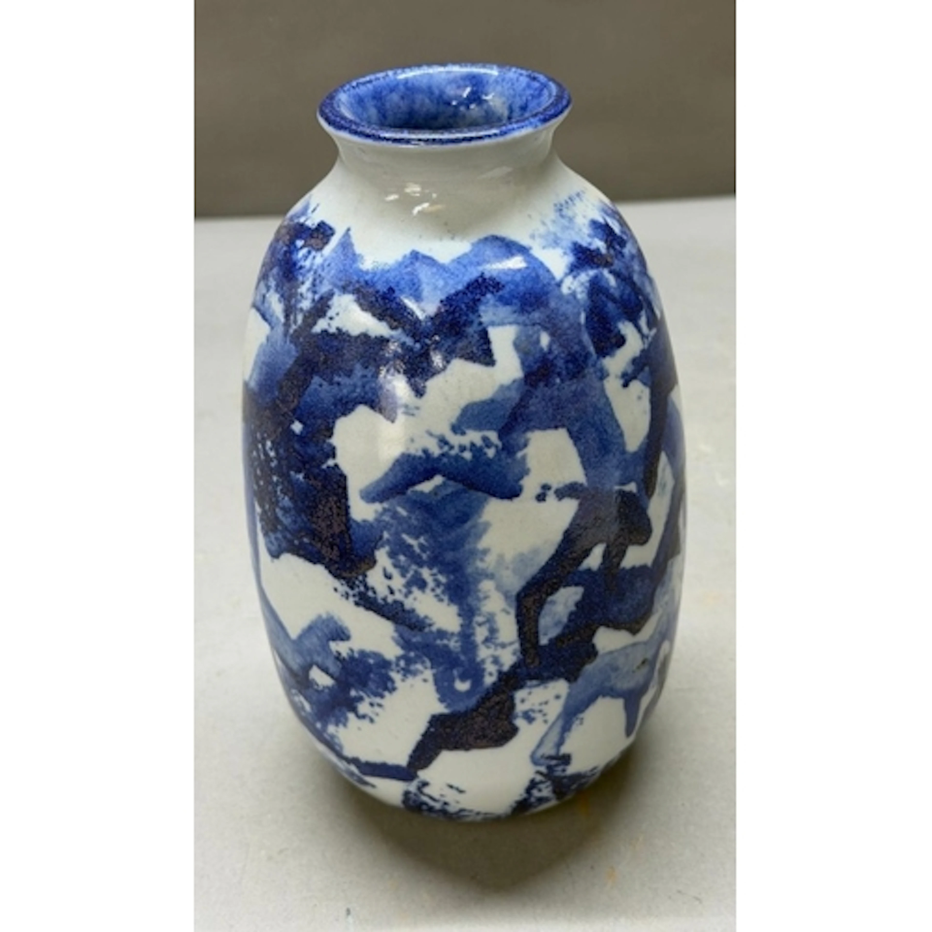 A George Wilson (1924-2004) blue and white vase, signed to b...