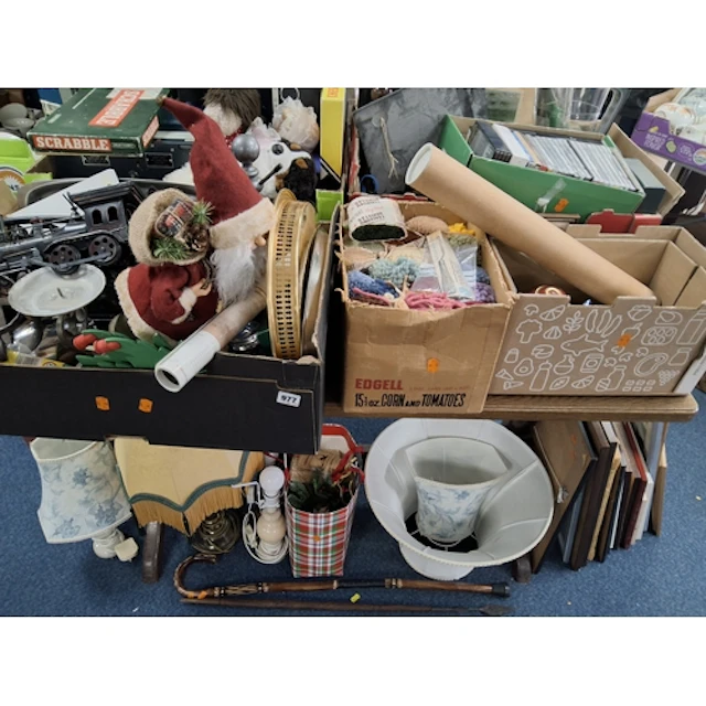FOUR BOXES AND LOOSE OF GENERAL HOUSEHOLD ITEMS to include a...
