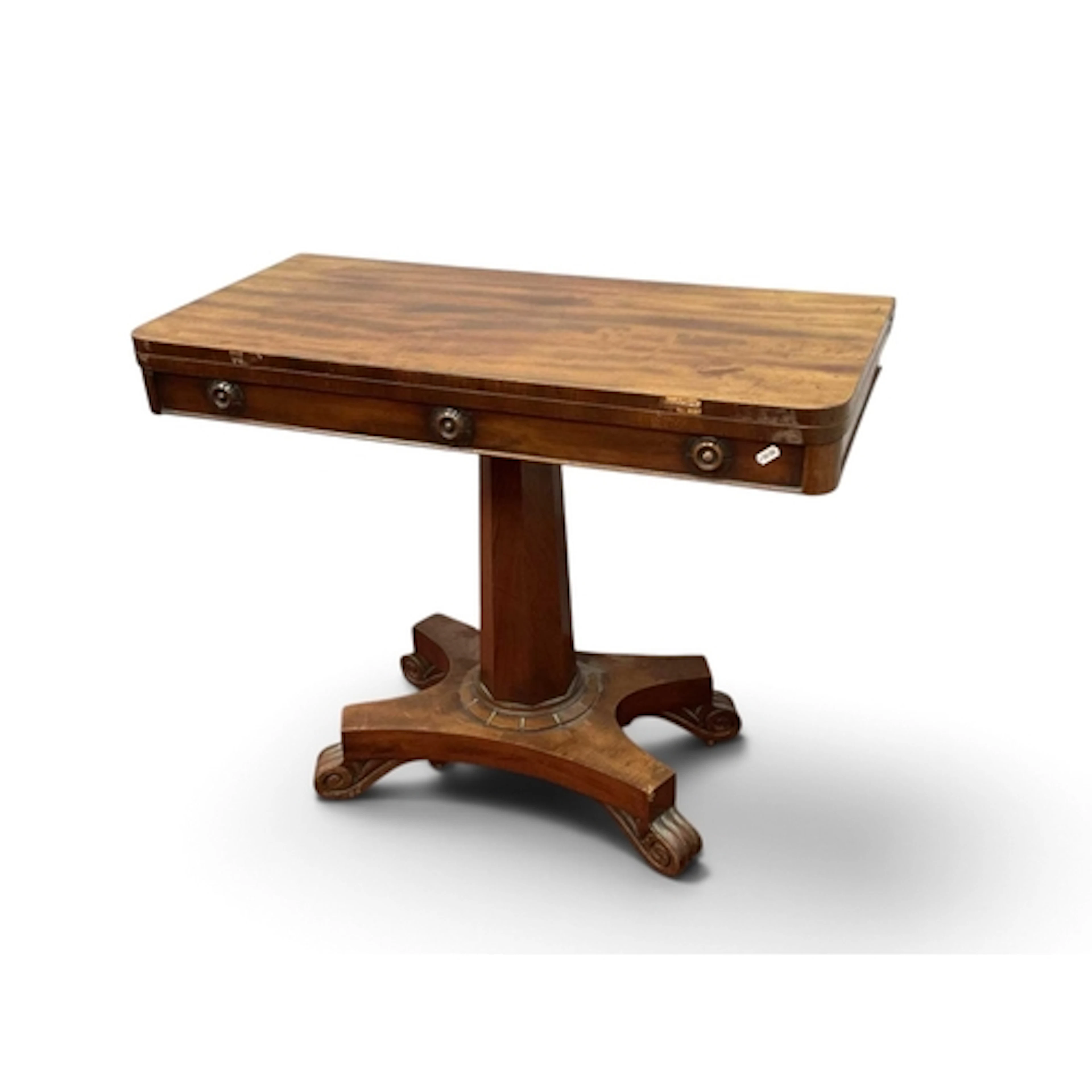 An XIX Century Mahogany Fold Over Tea Table, with a swivel t...