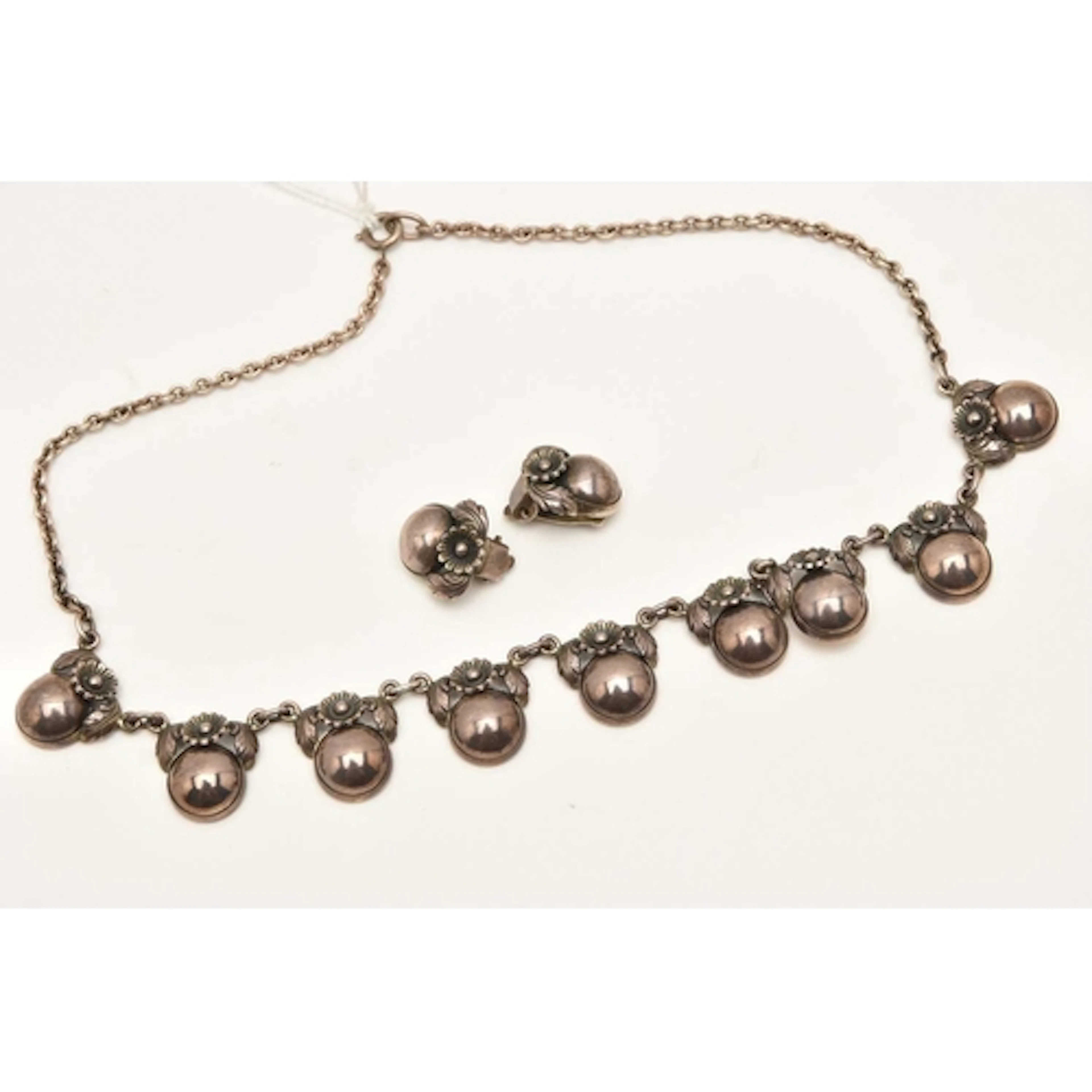 A 'NIELS ERIK' DANISH NECKLACE AND MATCHING EARRING SET, des...