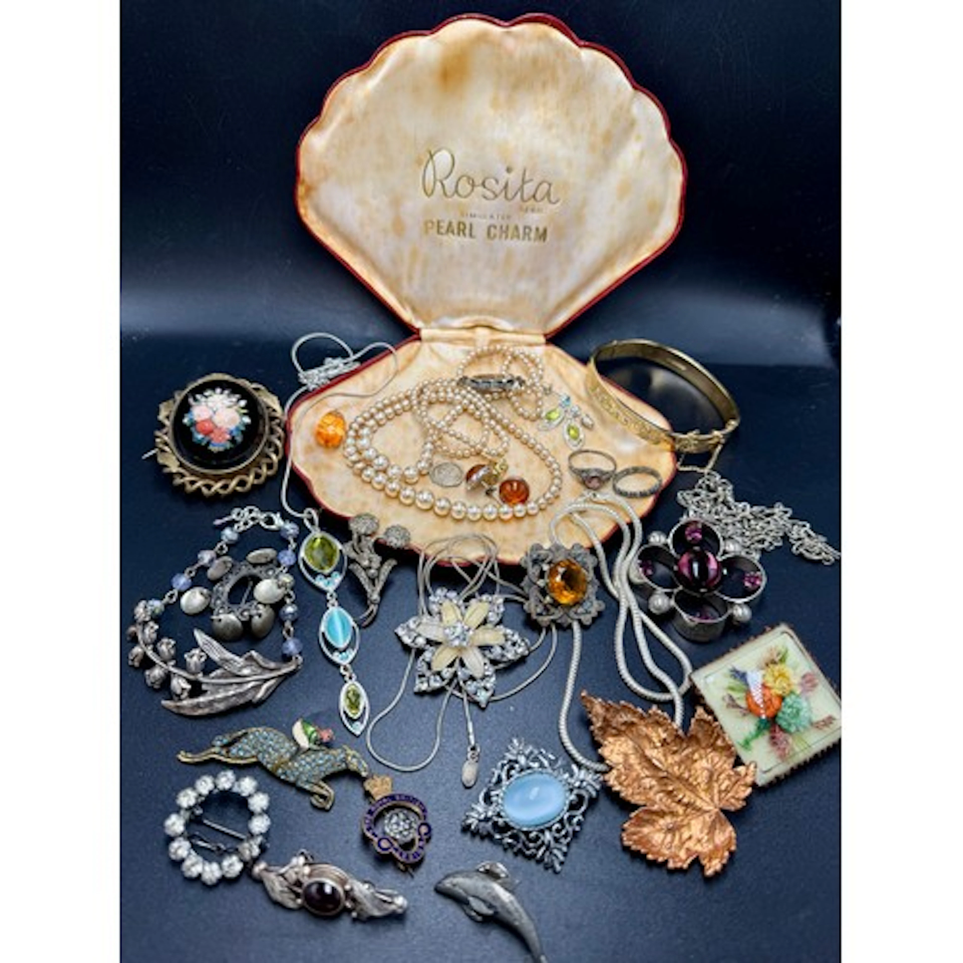 Costume jewellery to include earrings, 19thC micro mosaic br...
