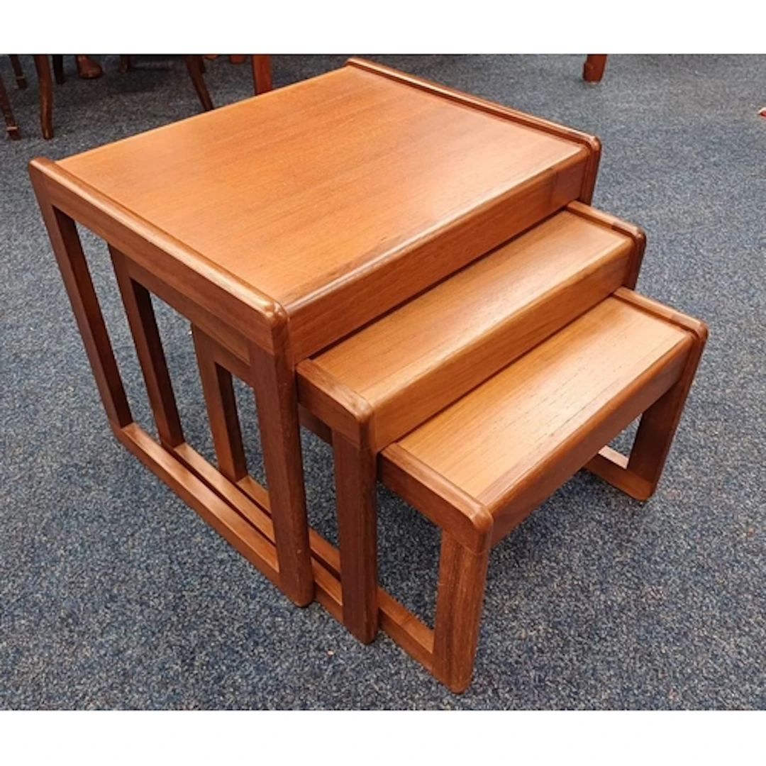TEAK NEST OF 3 TABLES