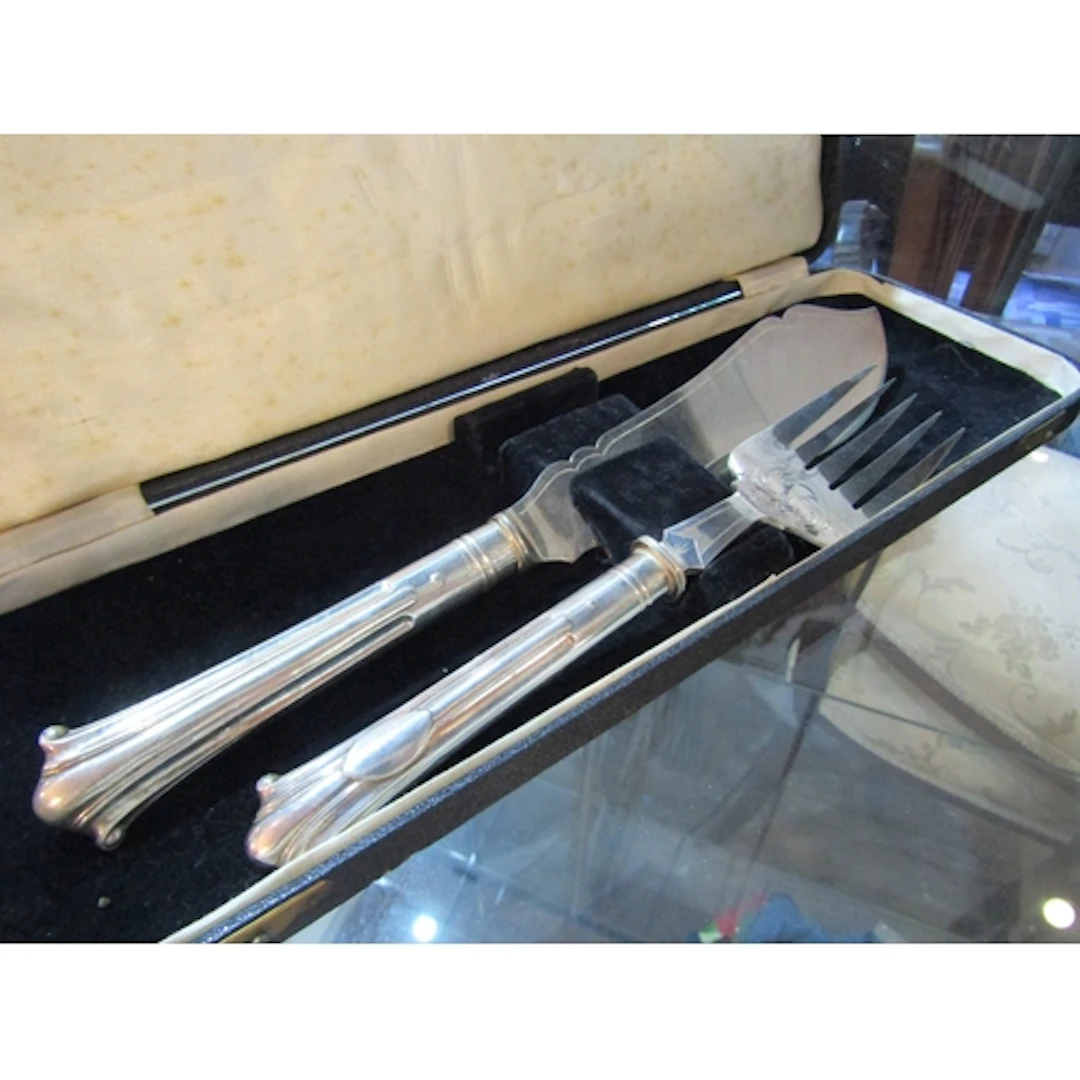 Antique Silver Handle Table Presentation Knife and Fork Cont...