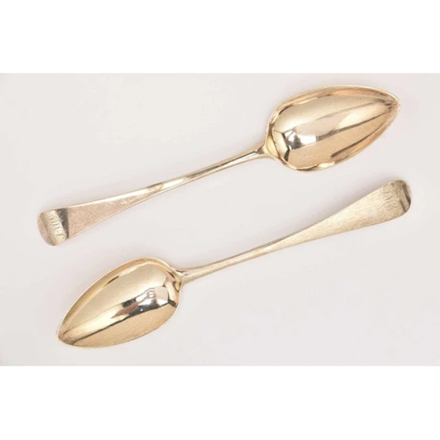 A PAIR OF GEORGE III SILVER SERVING SPOONS, 'George Gray' Lo...