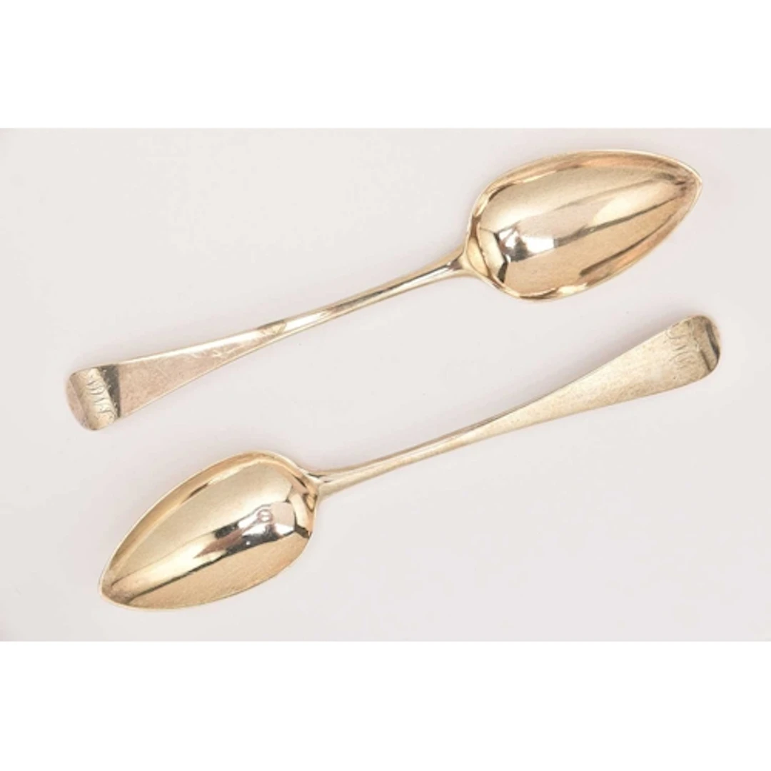 A PAIR OF GEORGE III SILVER SERVING SPOONS, 'George Gray' Lo...