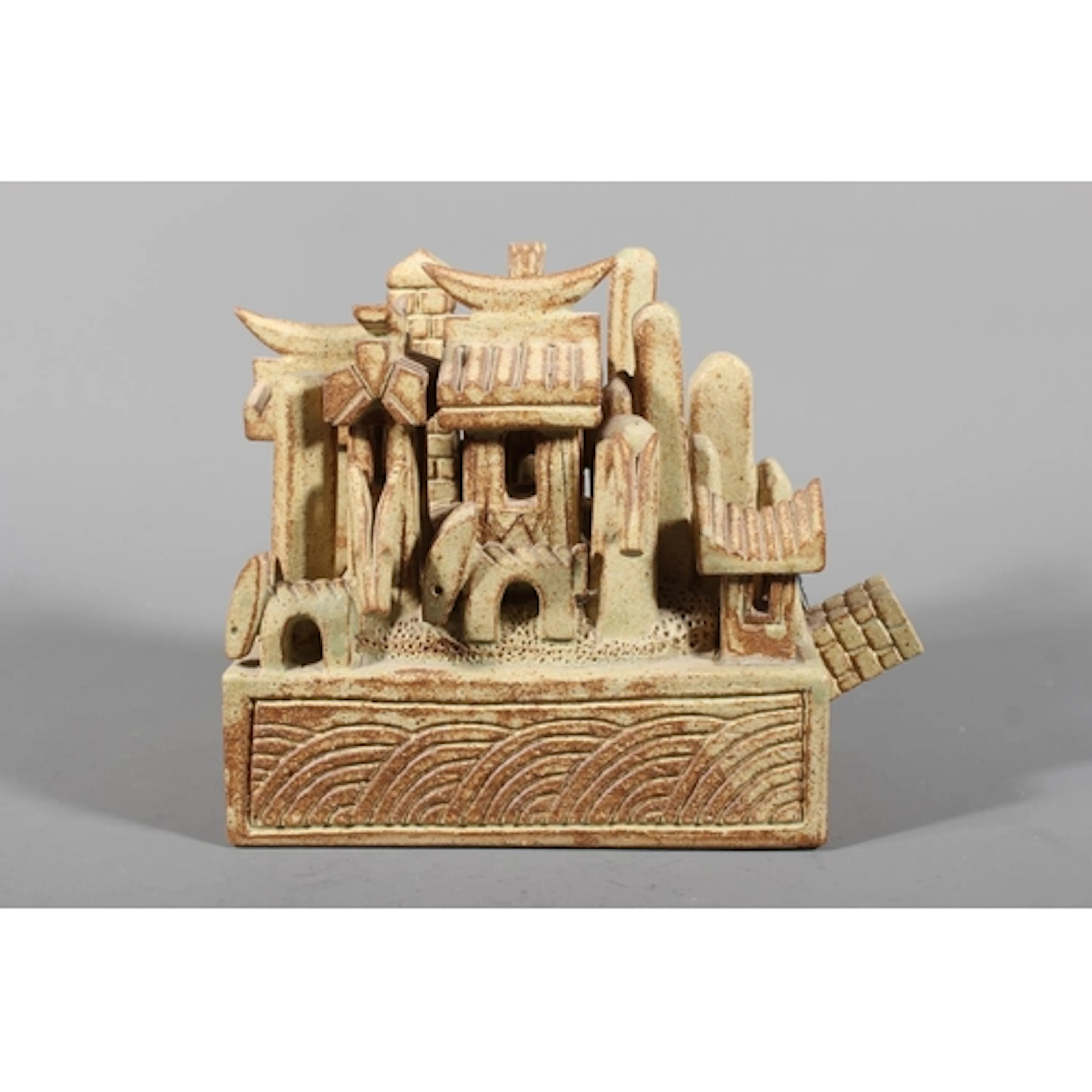 IAN GODFREY (1942-1992), a studio pottery sculpture in the f...