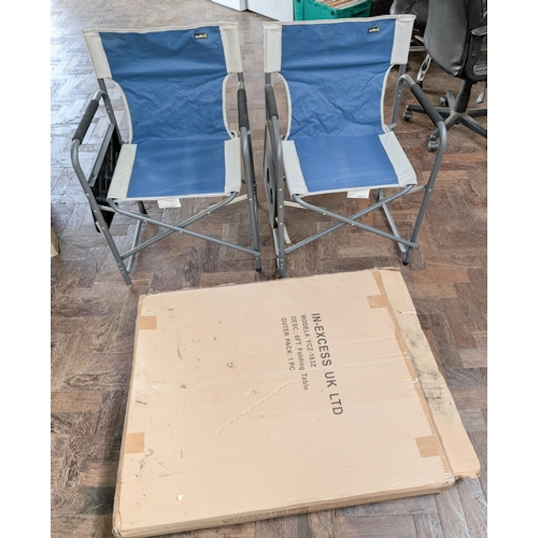 Pair of chrome framed Summit folding camping chairs and a bo...