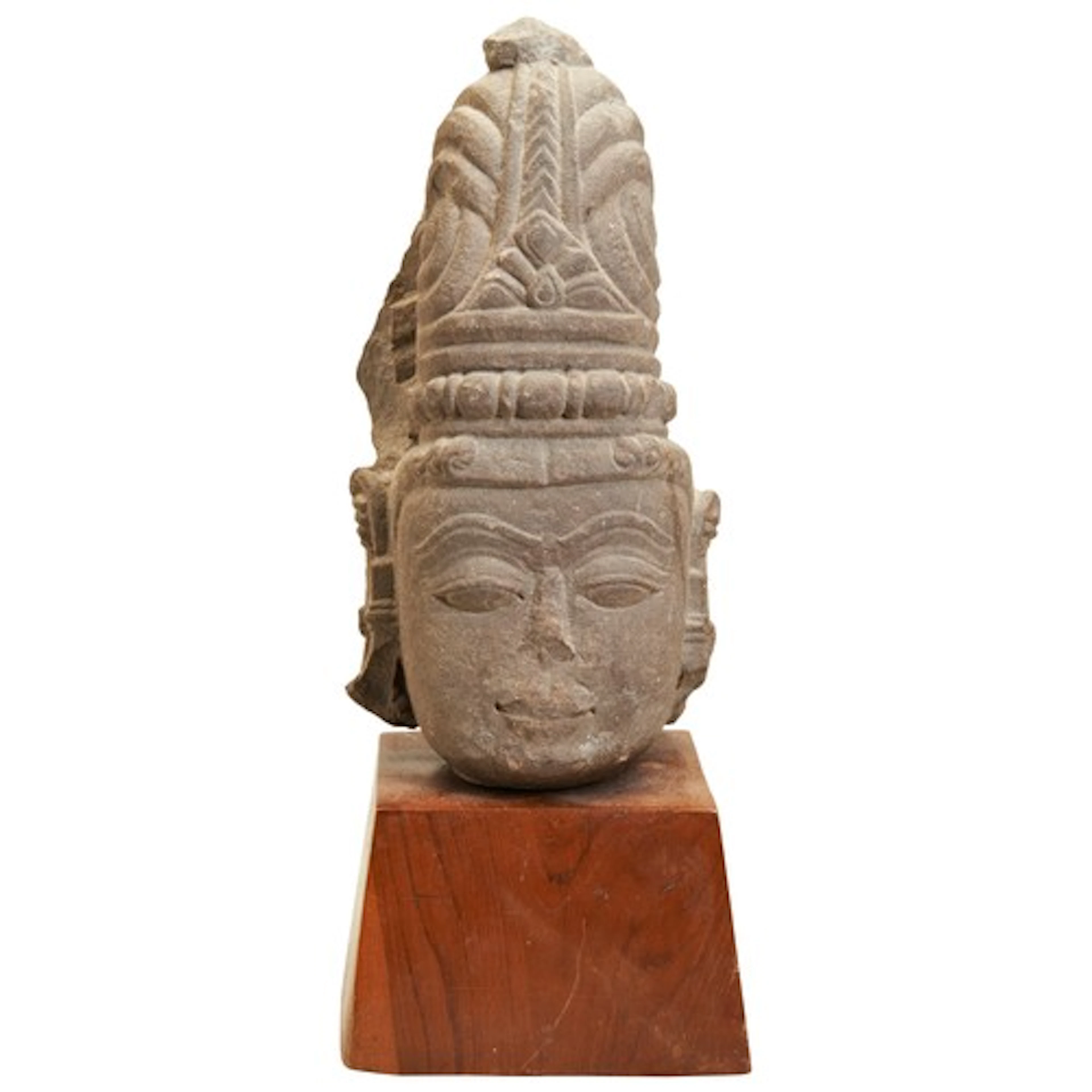 INDIAN STONE HEAD OF VISHNU 9TH/10TH CENTURY OR LATER red s...