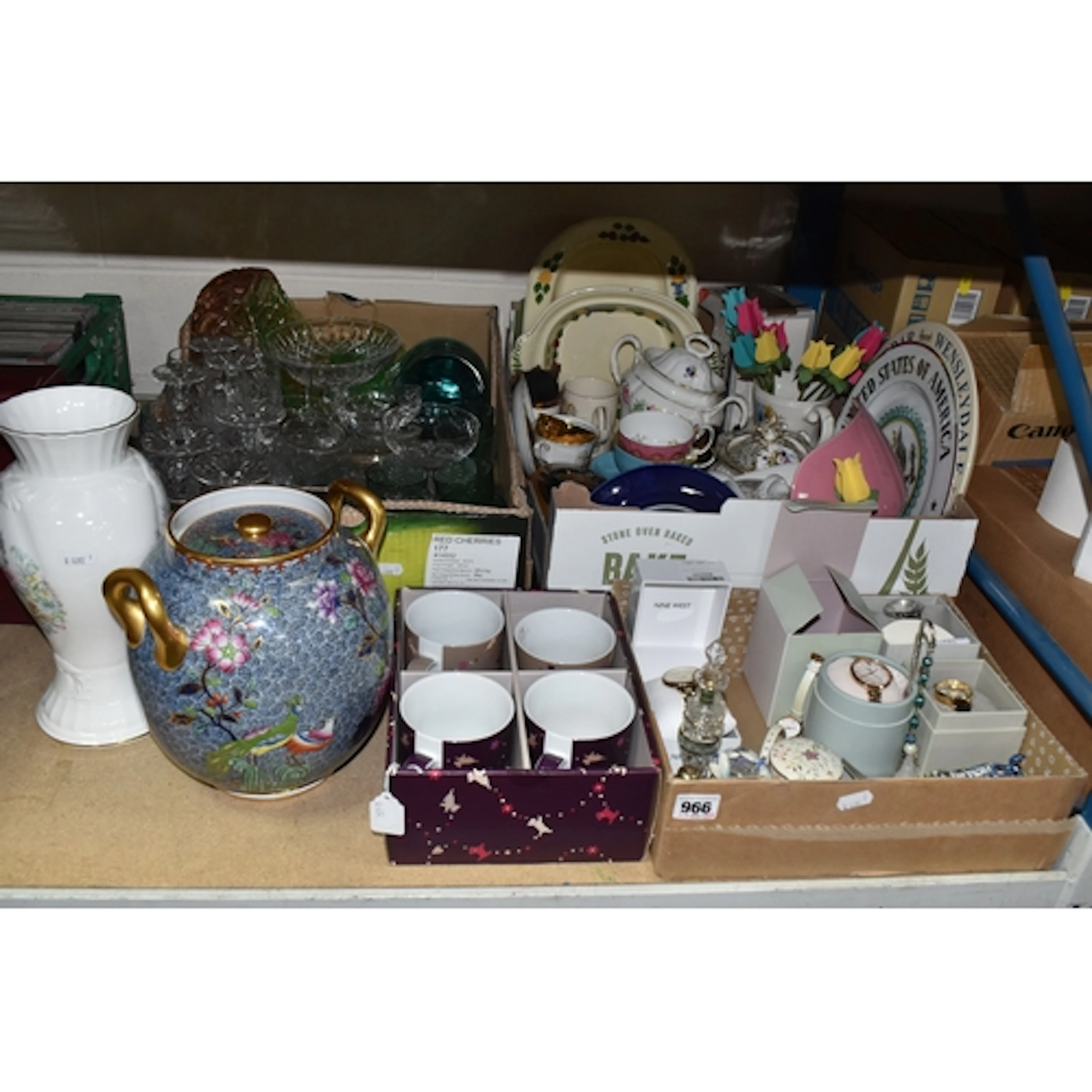 TWO BOXES AND LOOSE MISCELLANEOUS ITEMS, to include five lad...