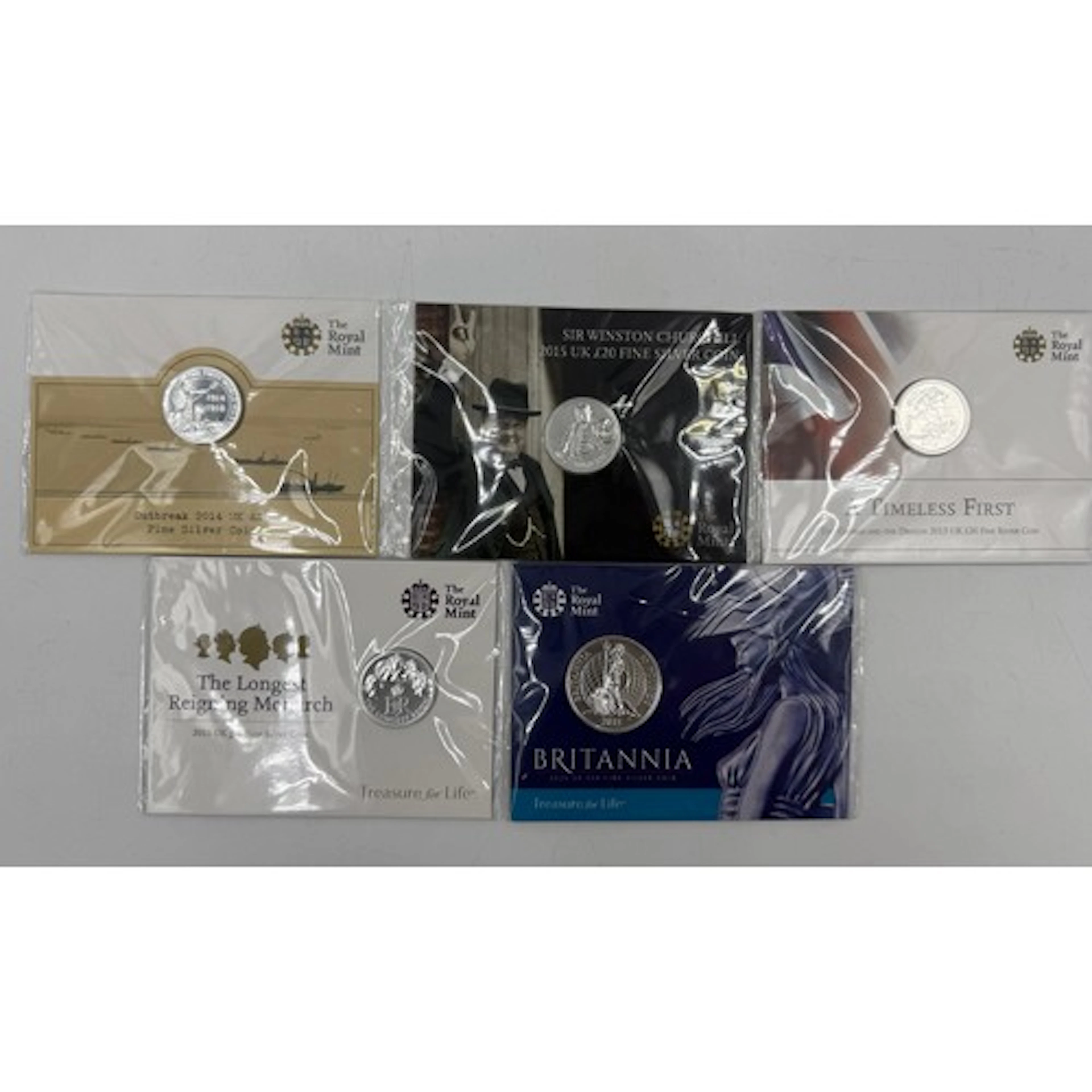 UK Fine Silver £20 coins to include A Timeless First 2013, S...
