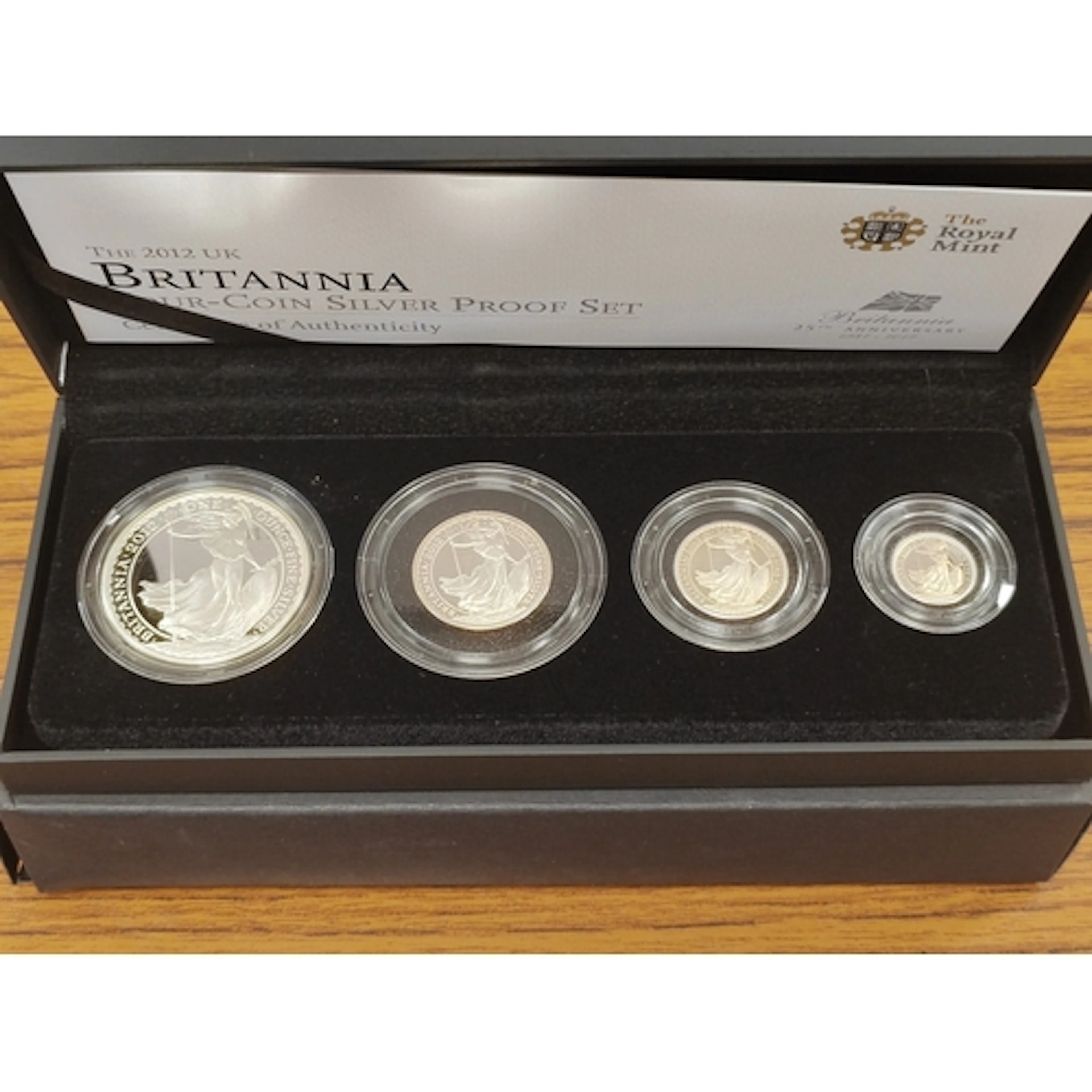 2012 silver boxed proof FDC Britannia set of 4, including £2...