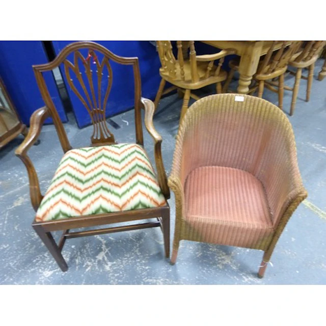 19th century Chippendale style carver chair and a Lloyd loom...
