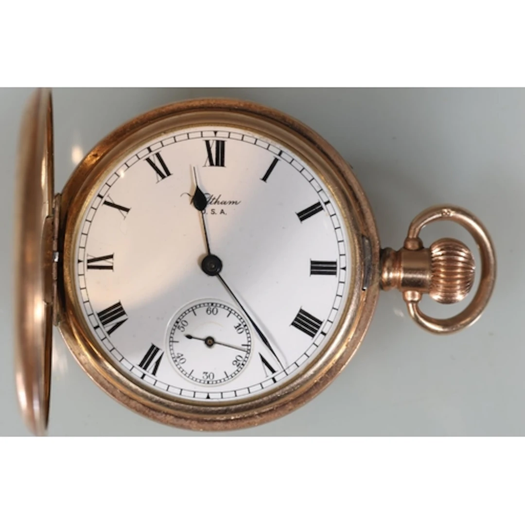 Gold plated Waltham of USA keyless pocket watch.