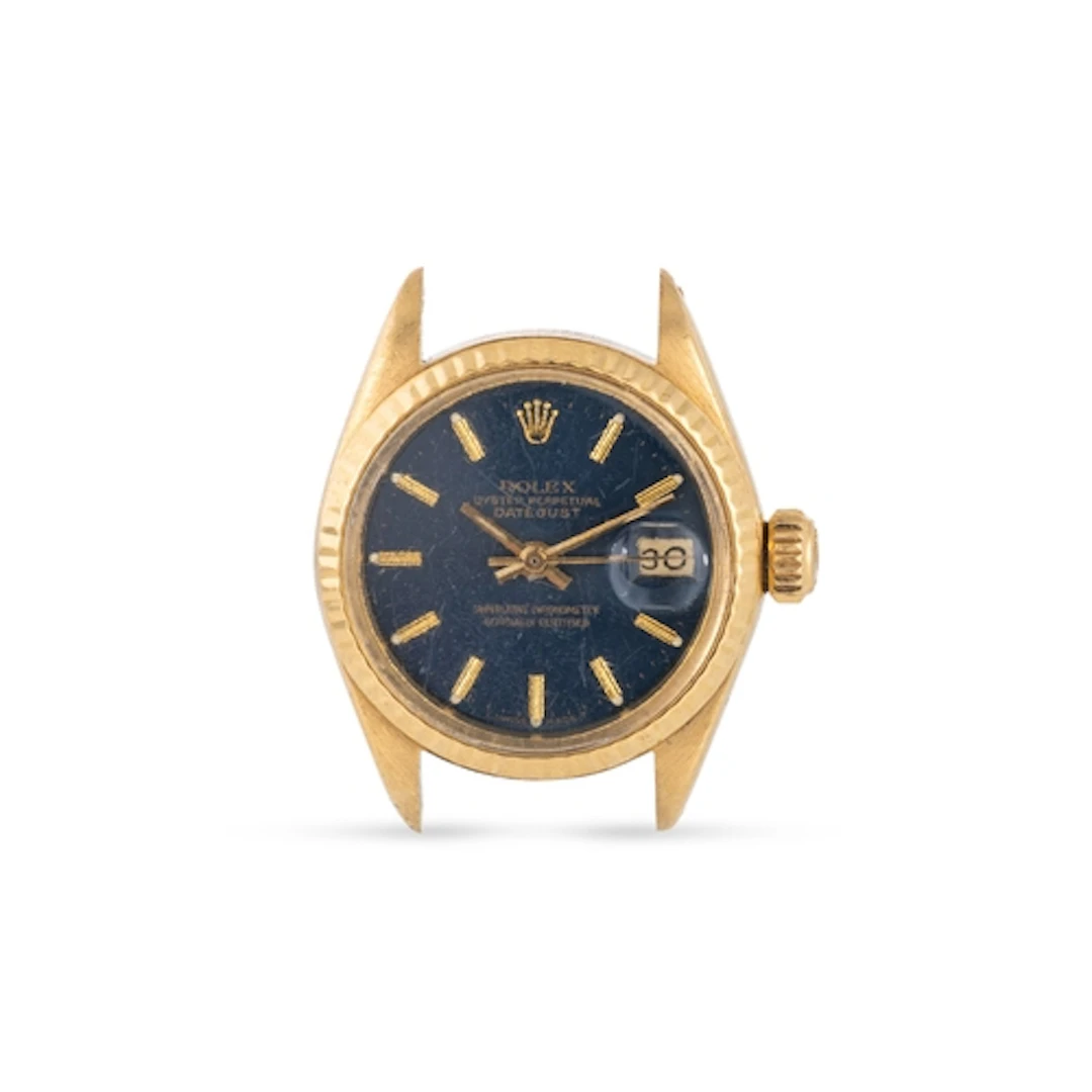 AN 18CT GOLD ROLEX OYSTER PERPETUAL DATE JUST WATCH HEAD, bl...