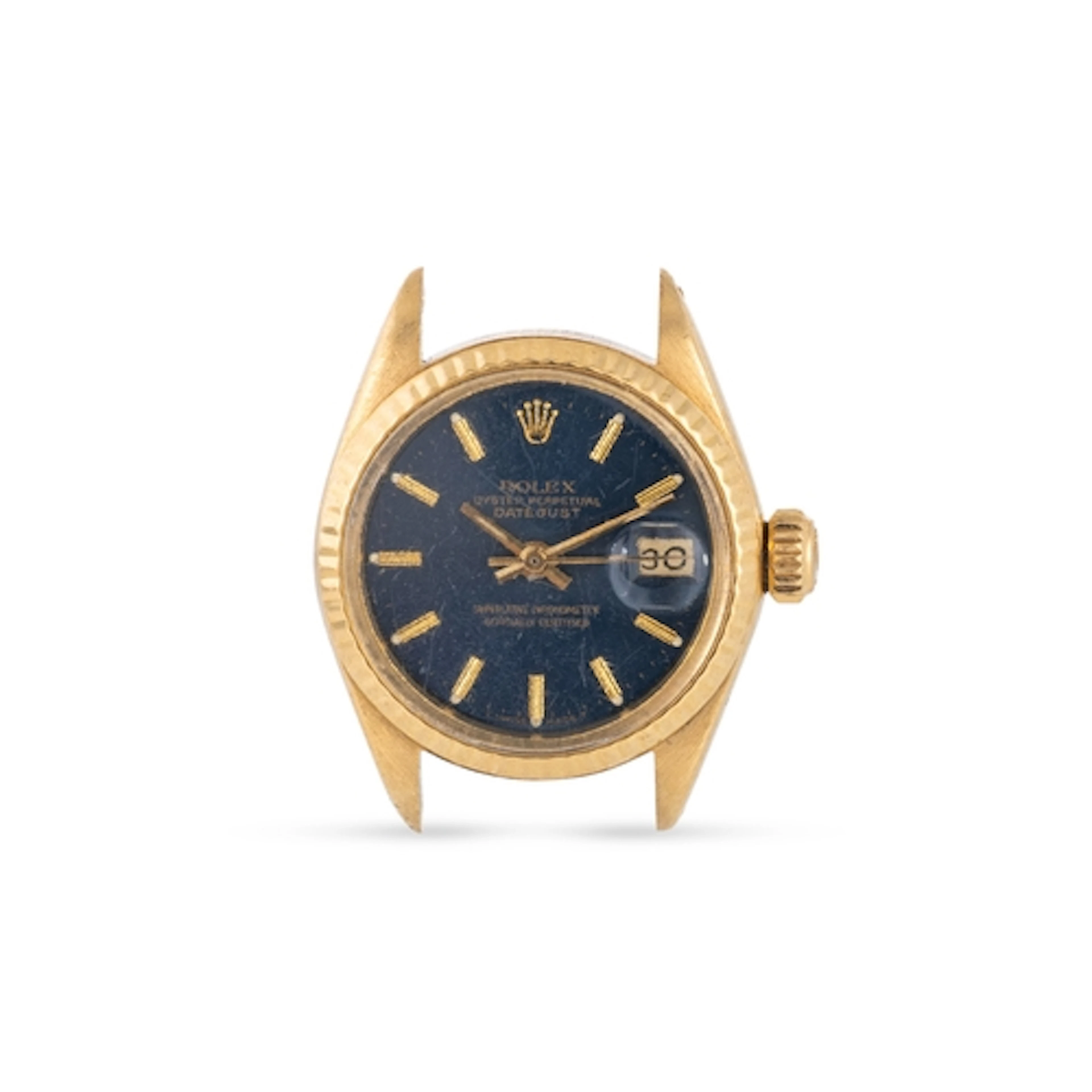 AN 18CT GOLD ROLEX OYSTER PERPETUAL DATE JUST WATCH HEAD, bl...