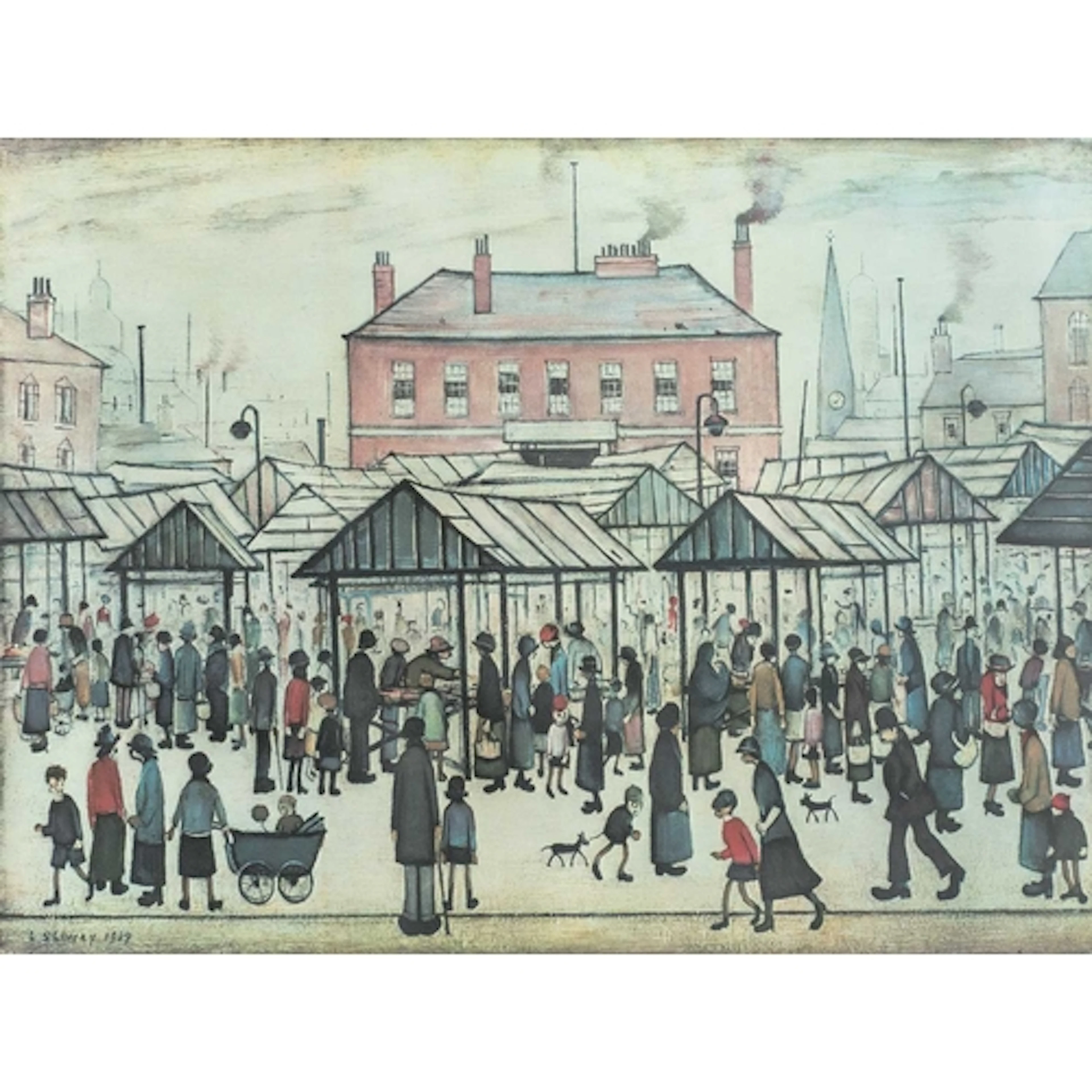 § Laurence Stephen LOWRY (1887-1976) Market Scene in a North...