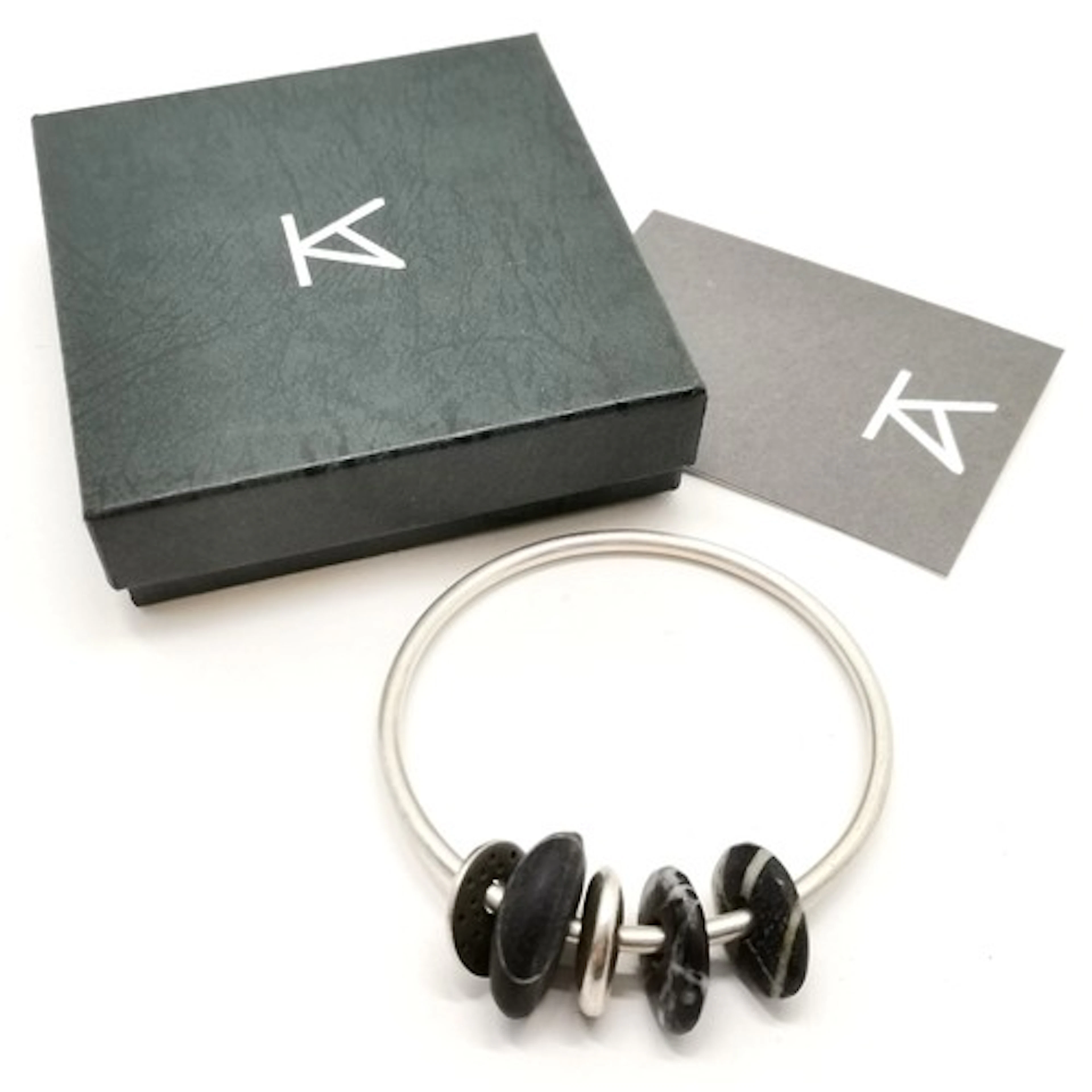 Aosdána (Iona) silver bangle with beachstone detail (RRP £41...