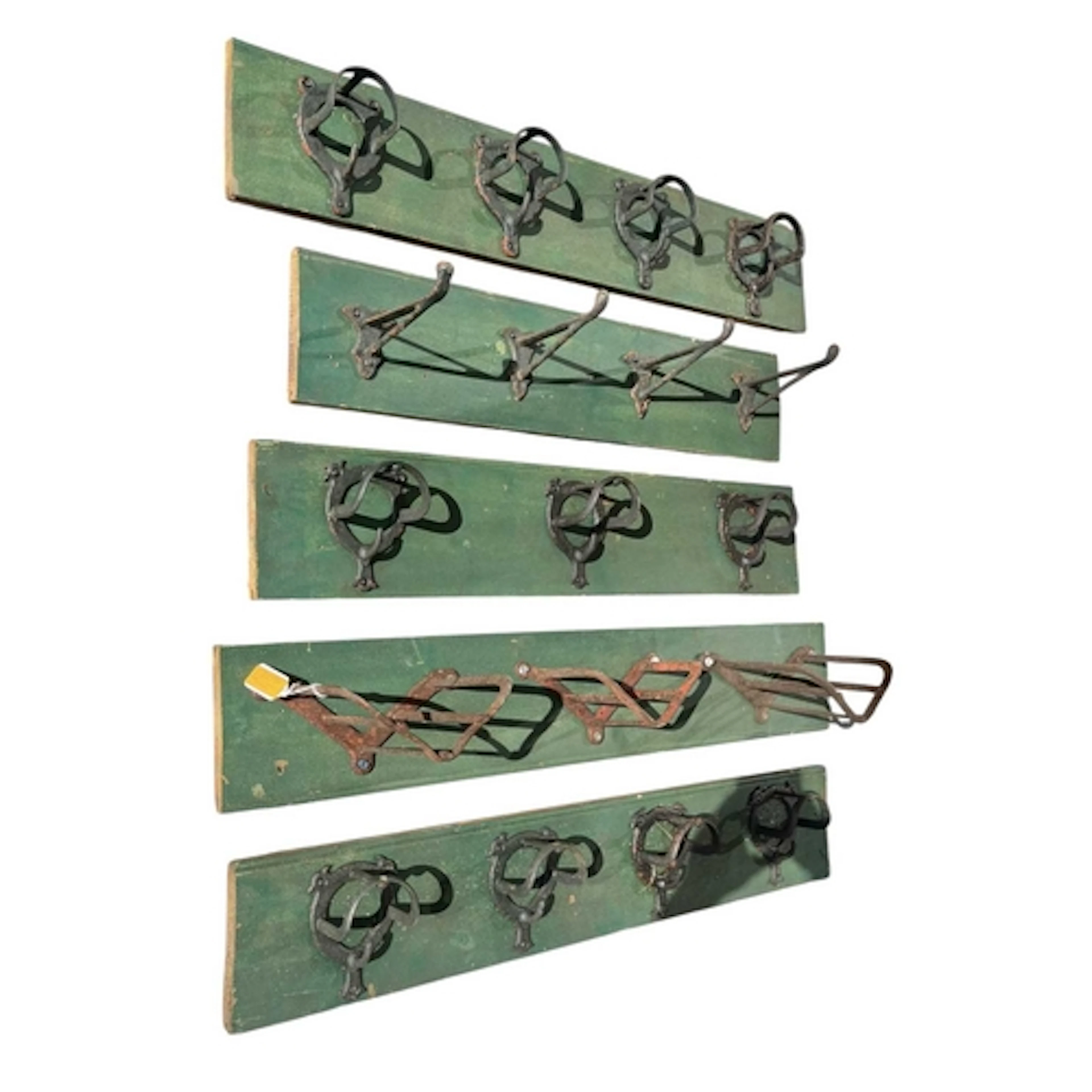 A collection of five retro 20th century cast iron mounted on...