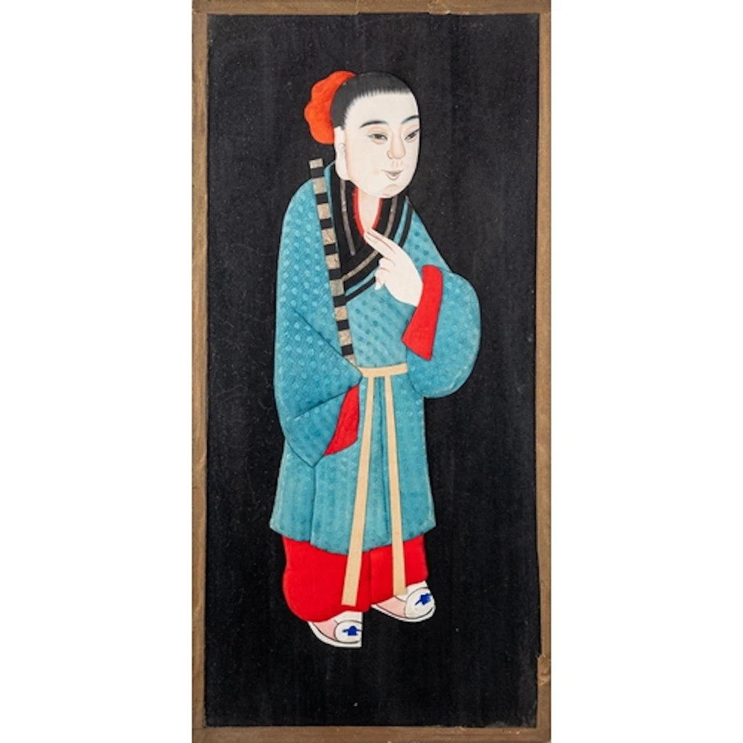 A set of eight Chinese figural fabric pictures, 20th century...