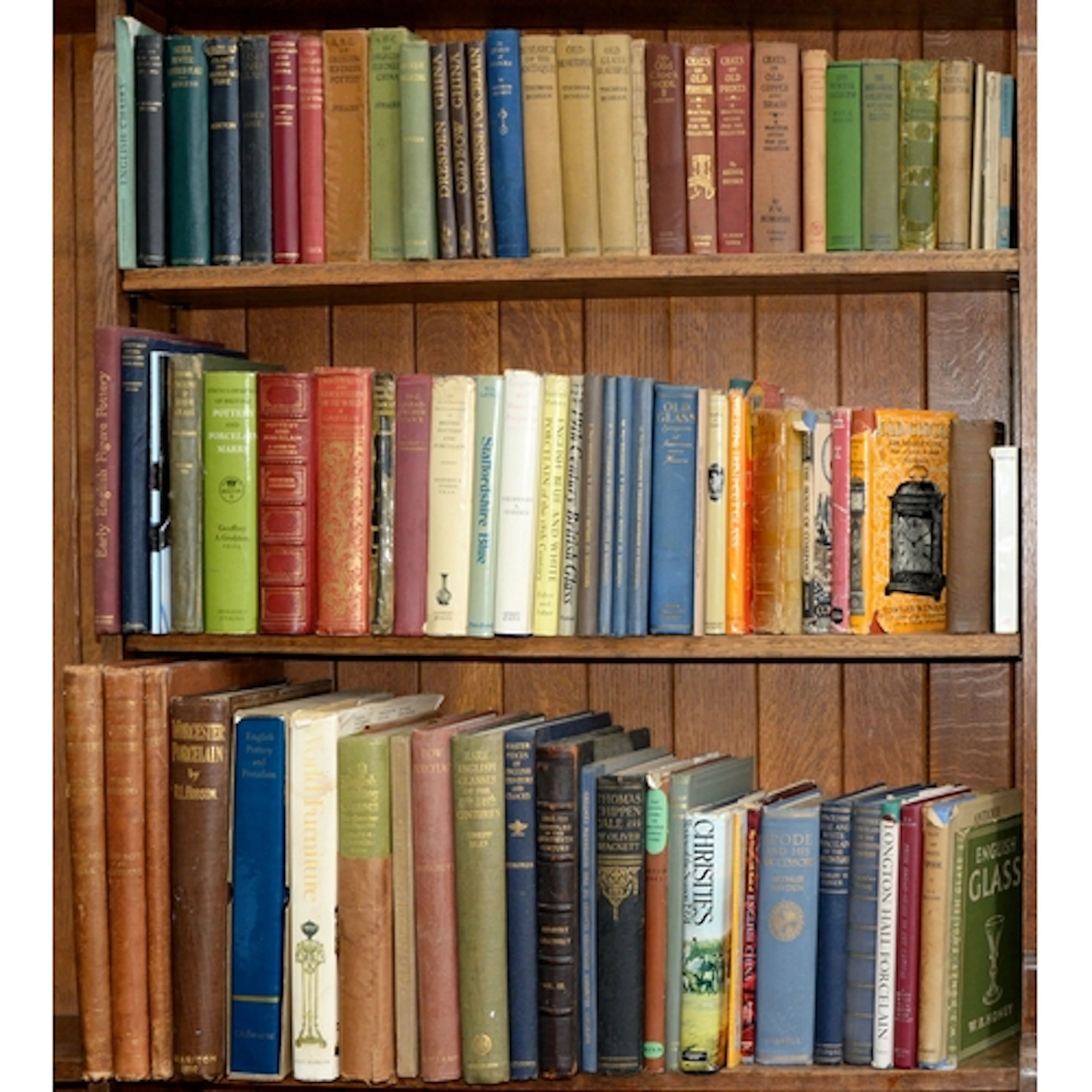 Books. Three shelves of antique reference, including furnitu...