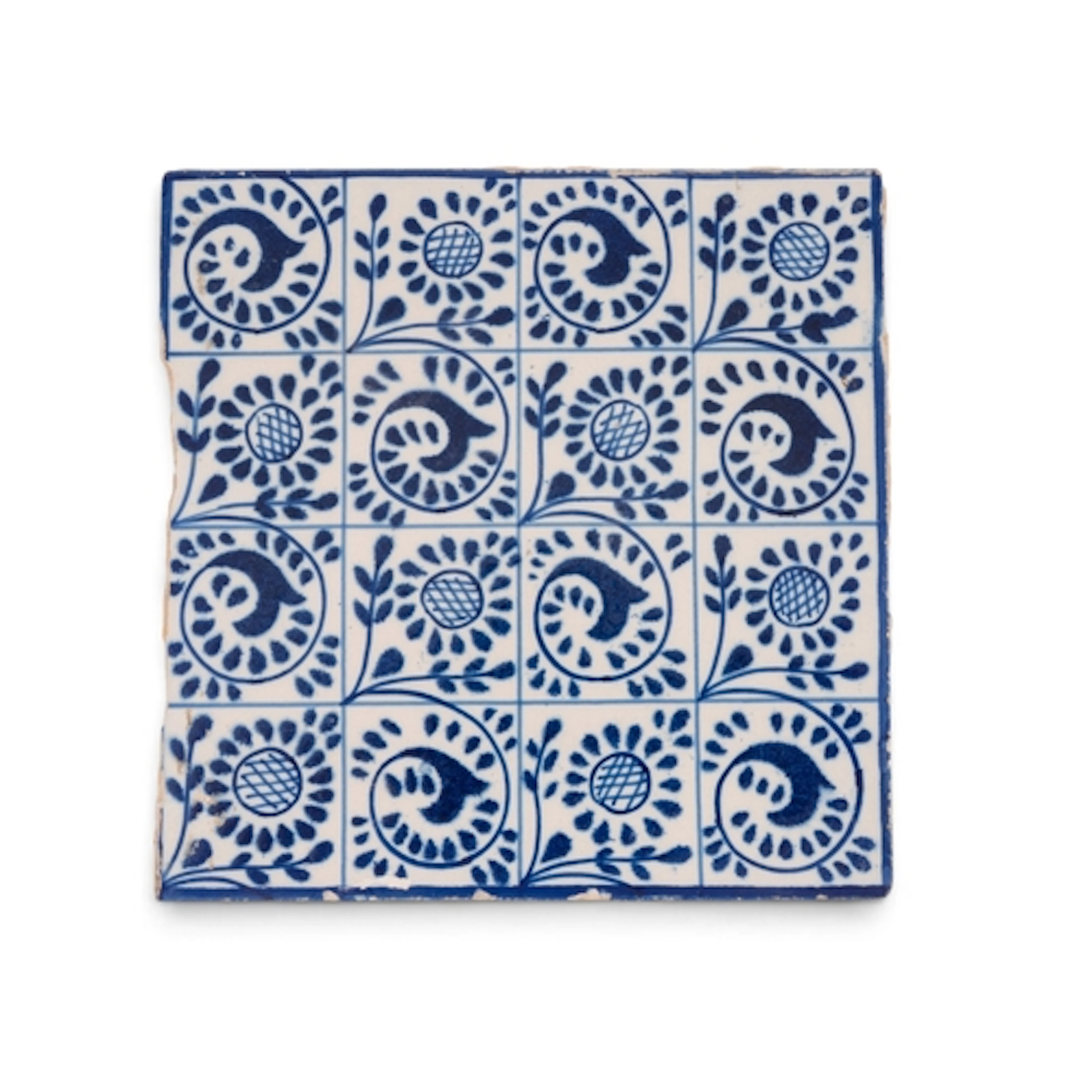 A William Morris Blue Scroll pattern tin-glazed tile, c.1870...