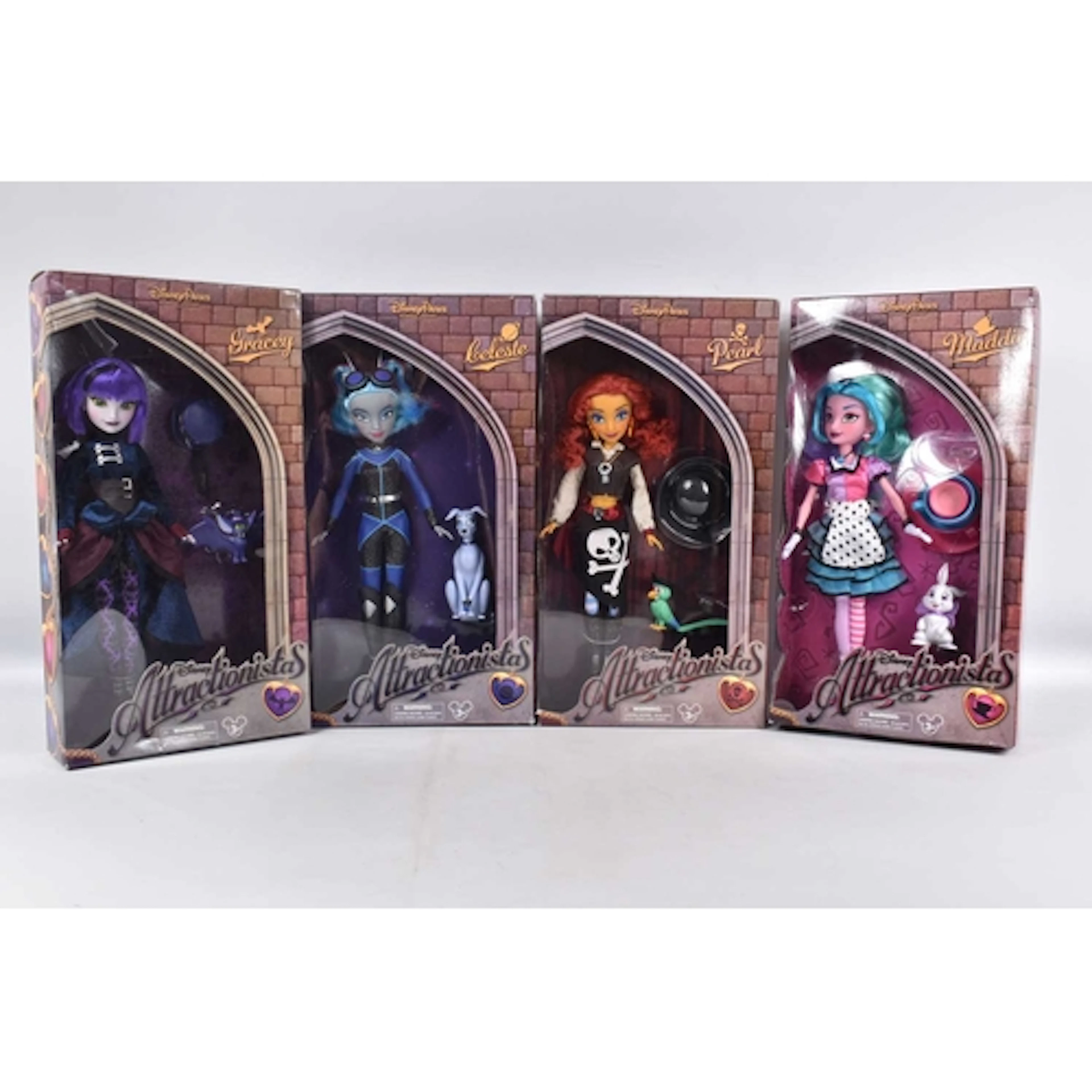 FOUR BOXED DISNEY PARKS ATTRACTIONISTAS DOLLS, to include Ce...