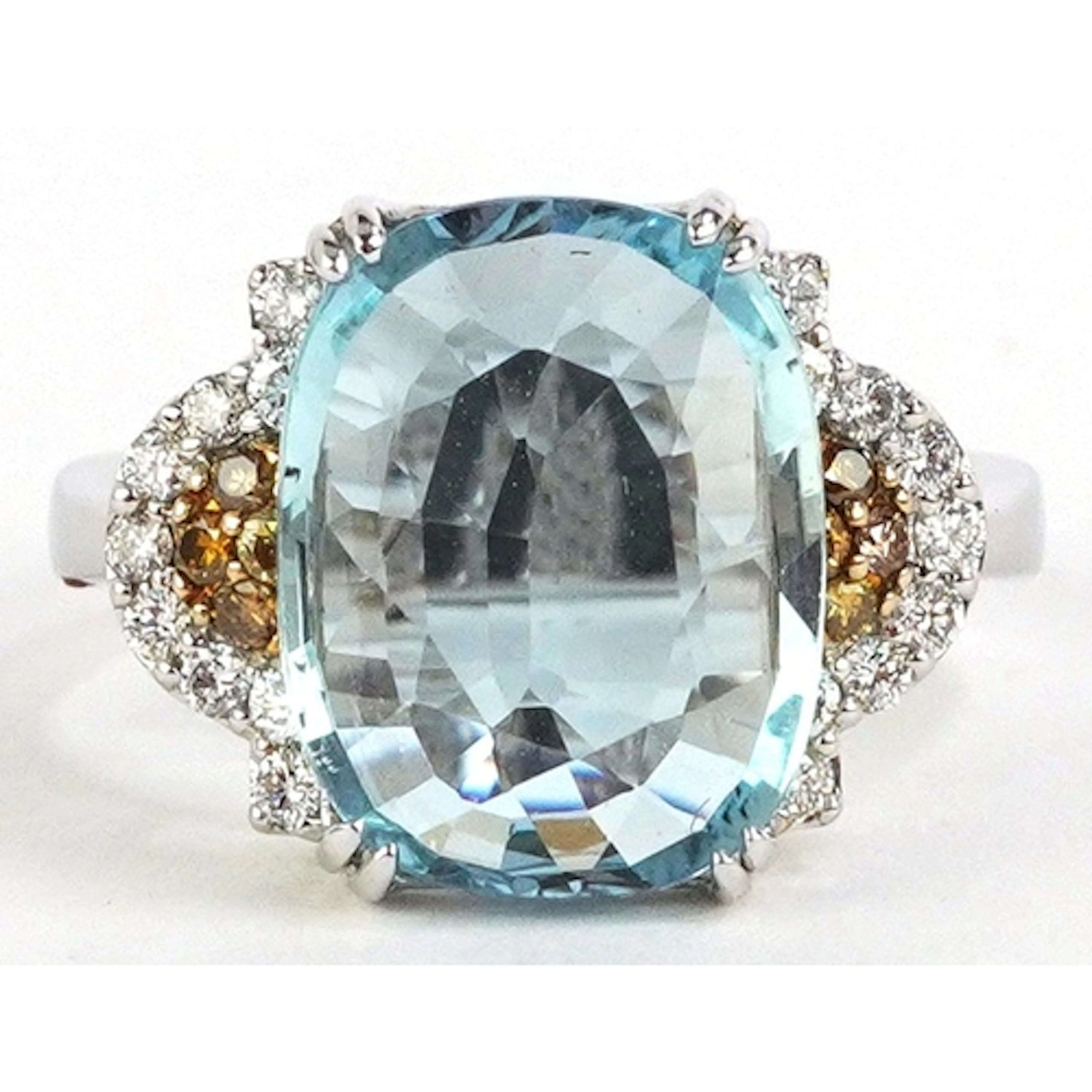 18ct white gold aquamarine ring set with with orange and whi...