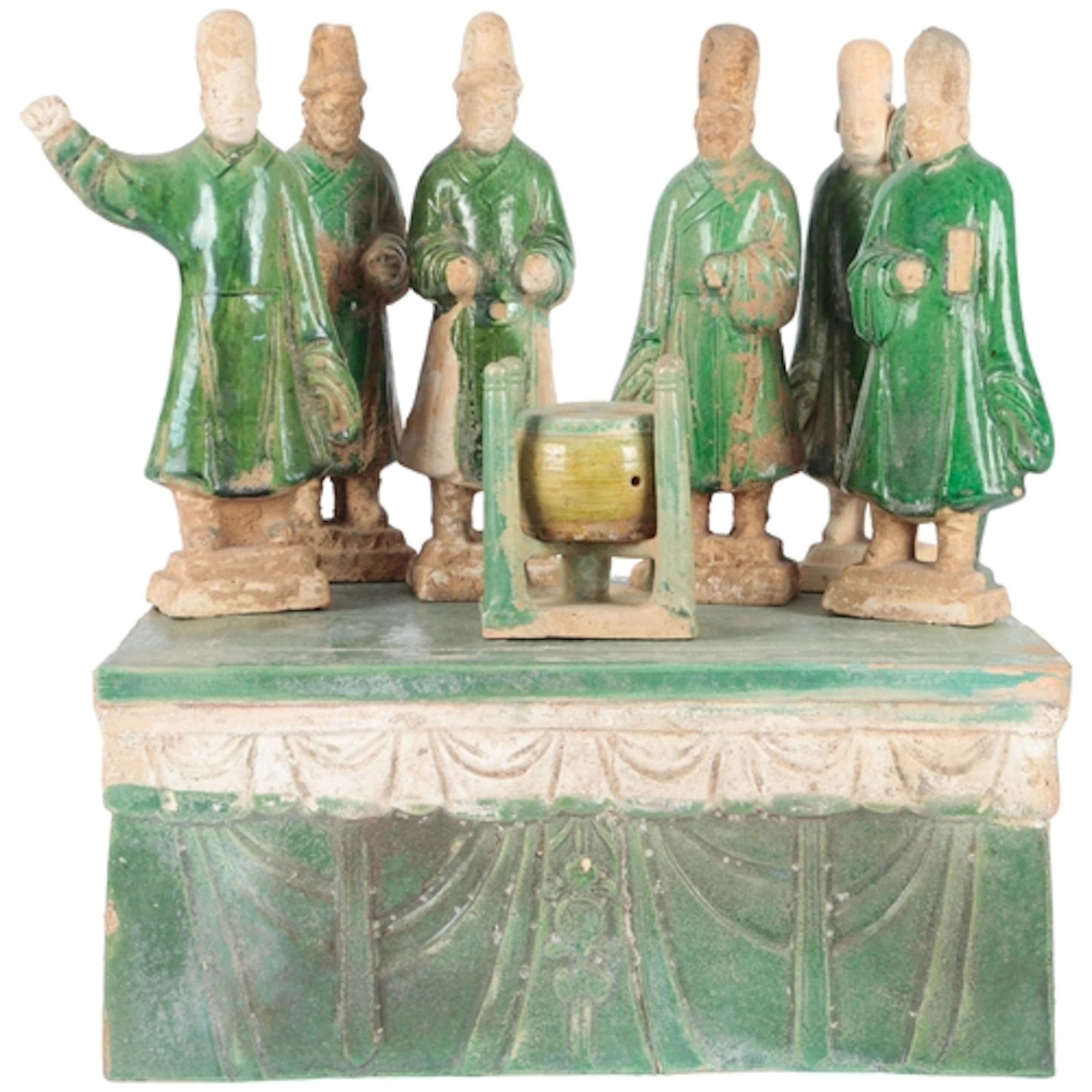 A Chinese Sancai glazed pottery funerary group, Ming dynasty...