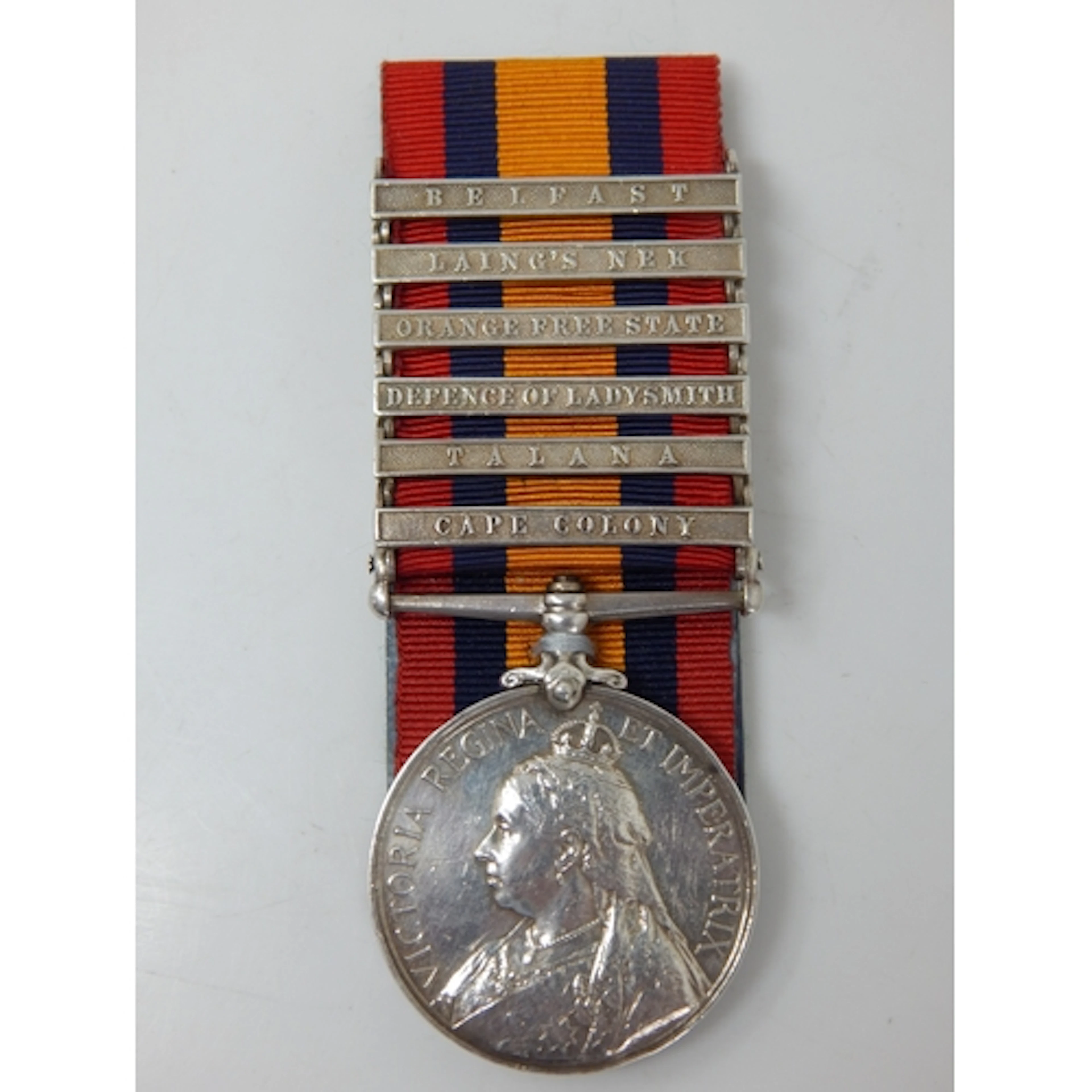 Boer War 6 Bar Q.S.A Medal with Clasps for Defence of Ladysm...
