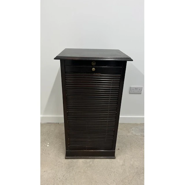 Vintage tambour fronted filling cabinet, 95cm tall