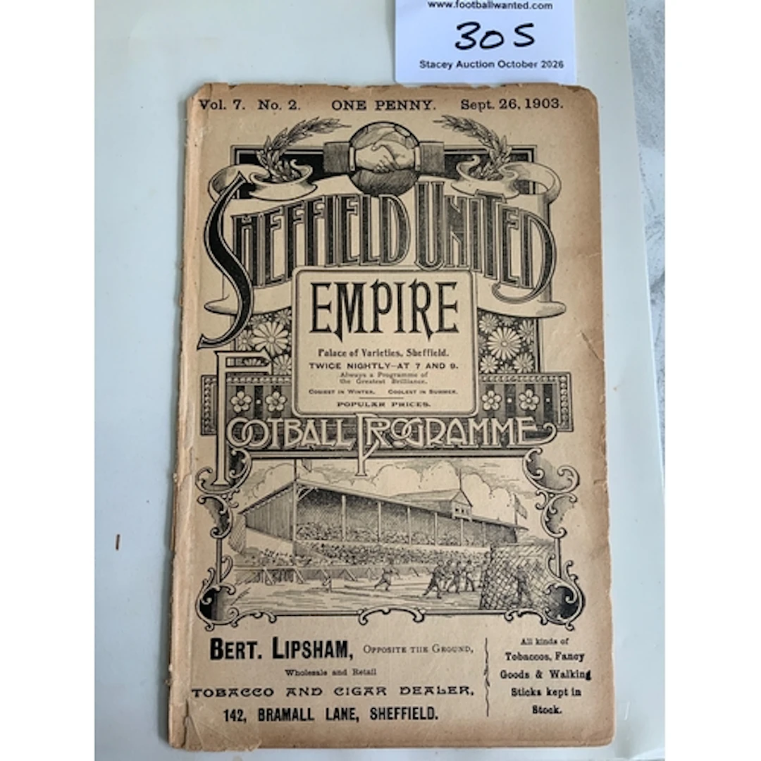 1903 - 1904 Sheffield United v Derby County Football Program...