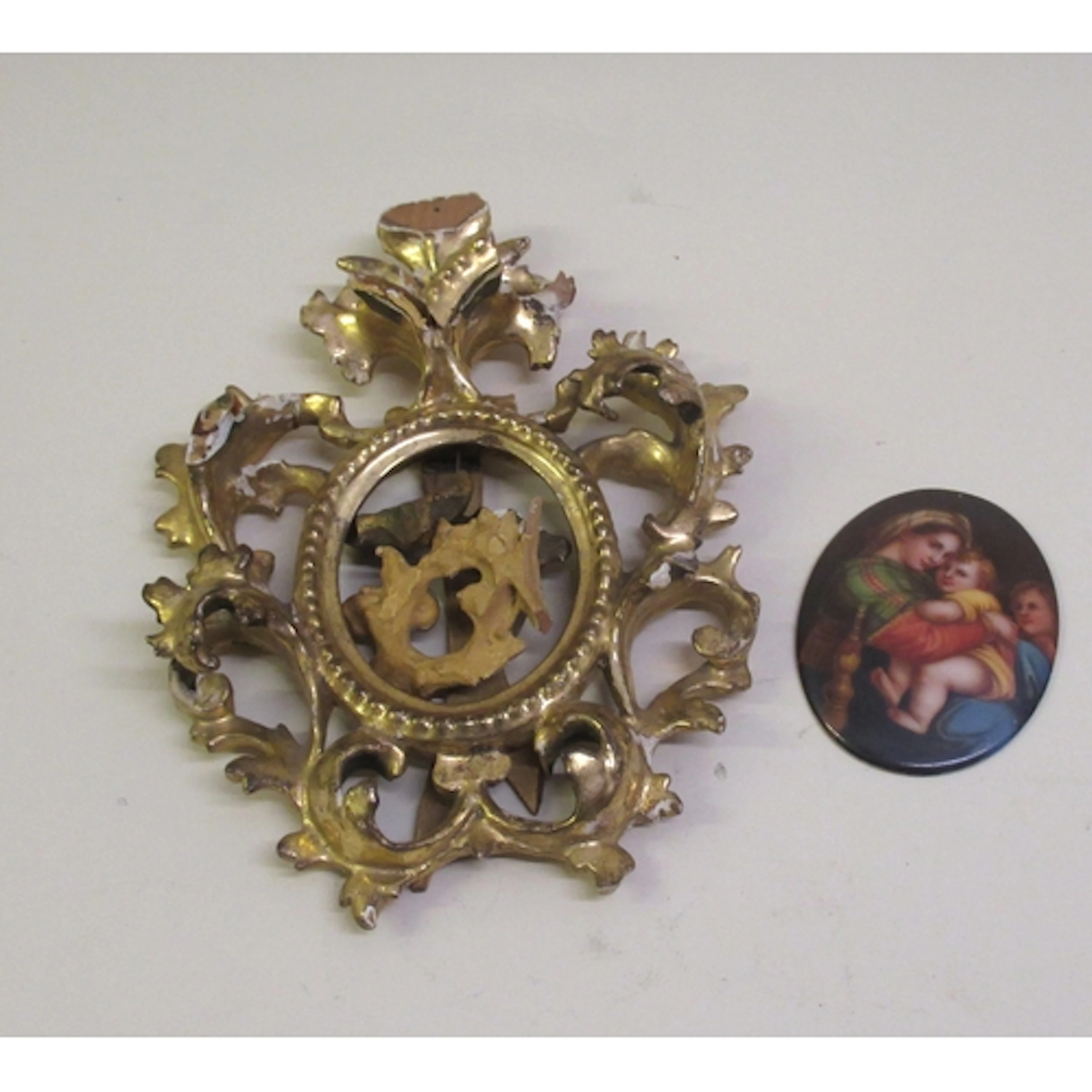 19th Century porcelain plaque, painted with Madonna and chil...
