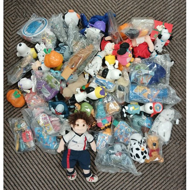 Collection of MacDonalds toys.