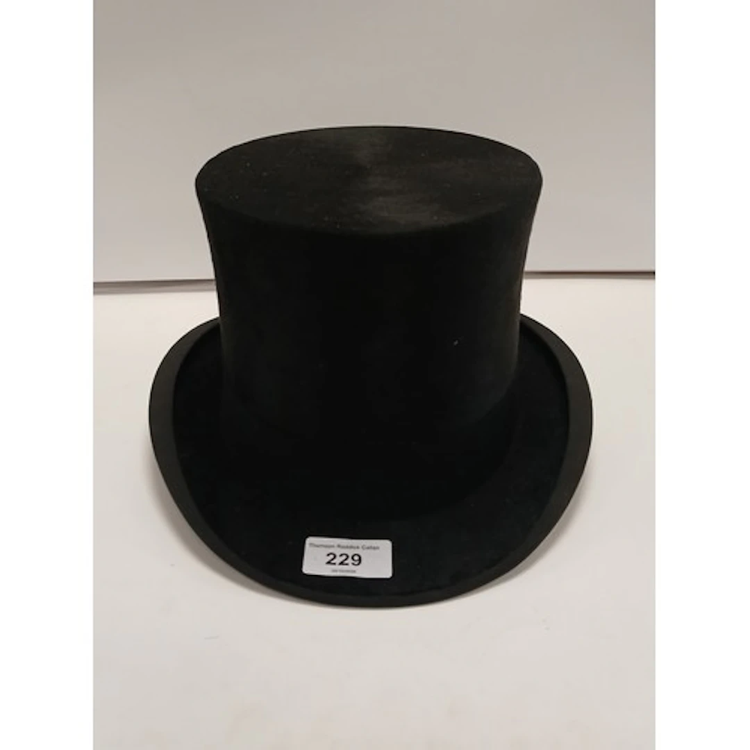 Black silk top hat, Paisleys Limited.